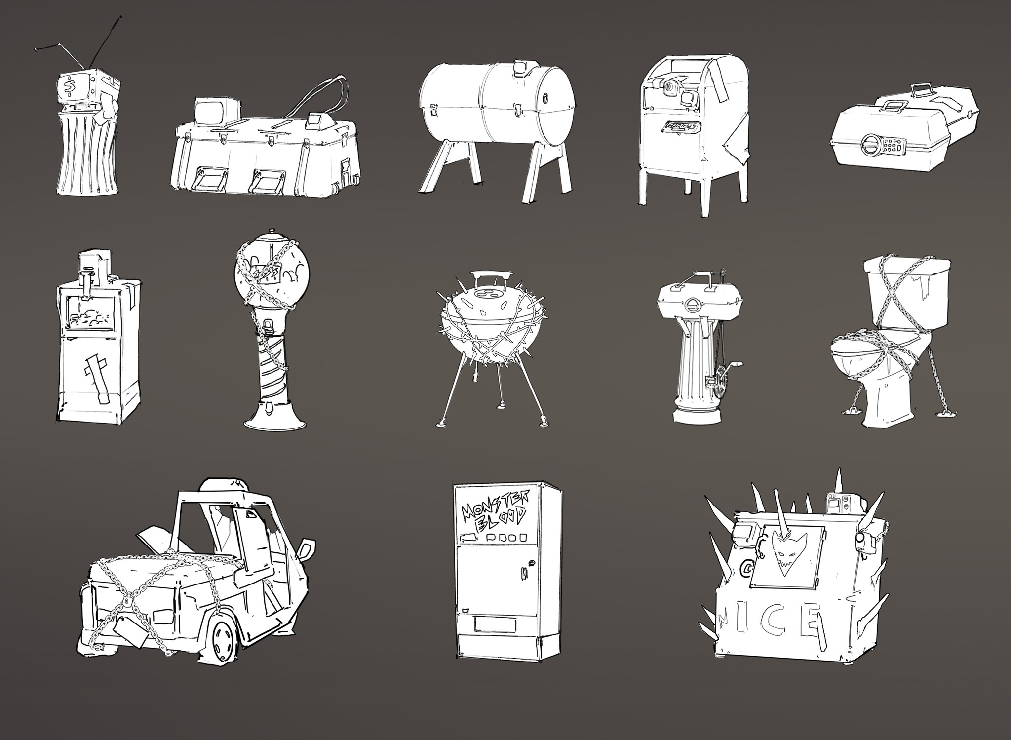 Treasure chests made from old human stuff