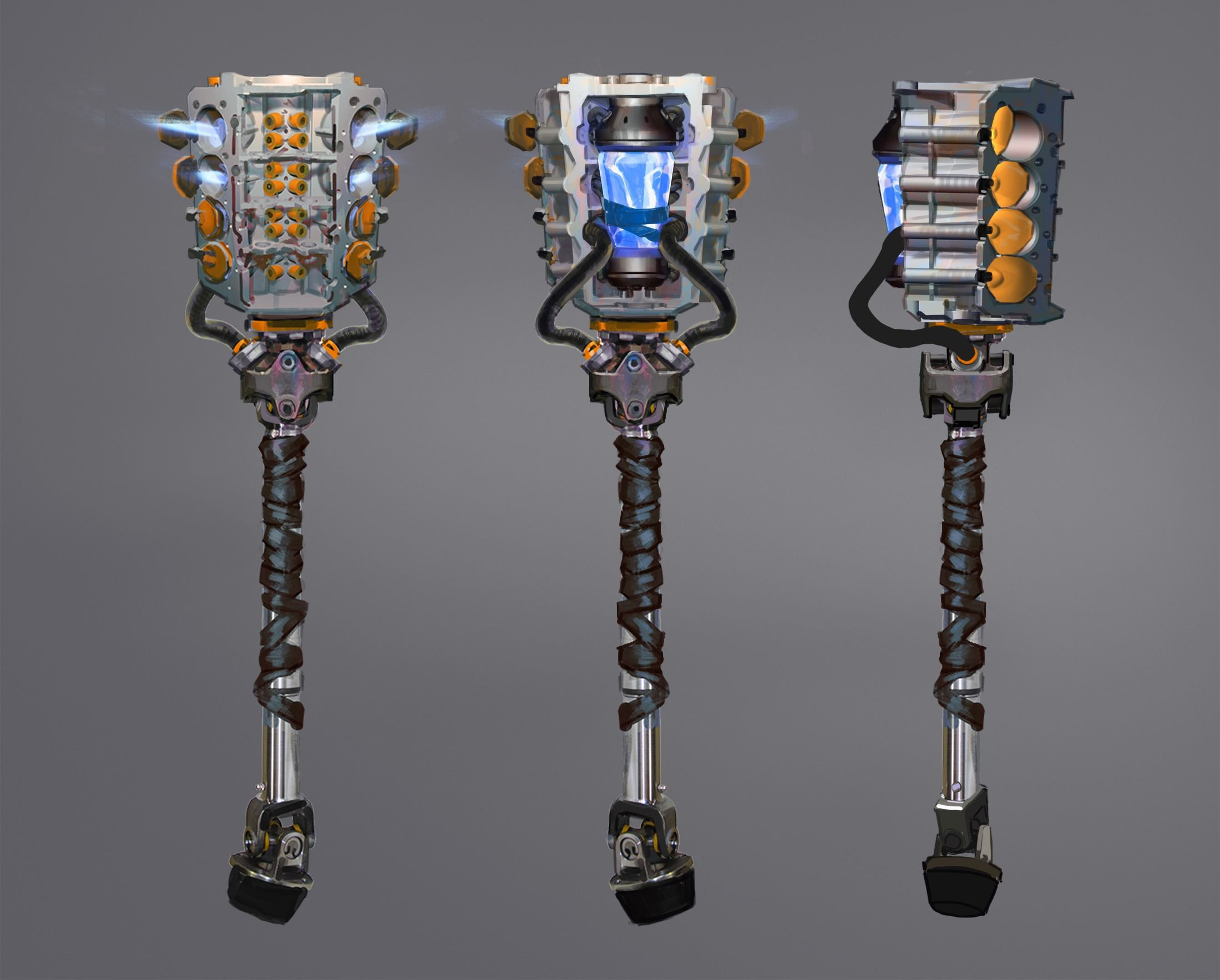 Finalized hammer concepts, with monster juice canister on the back