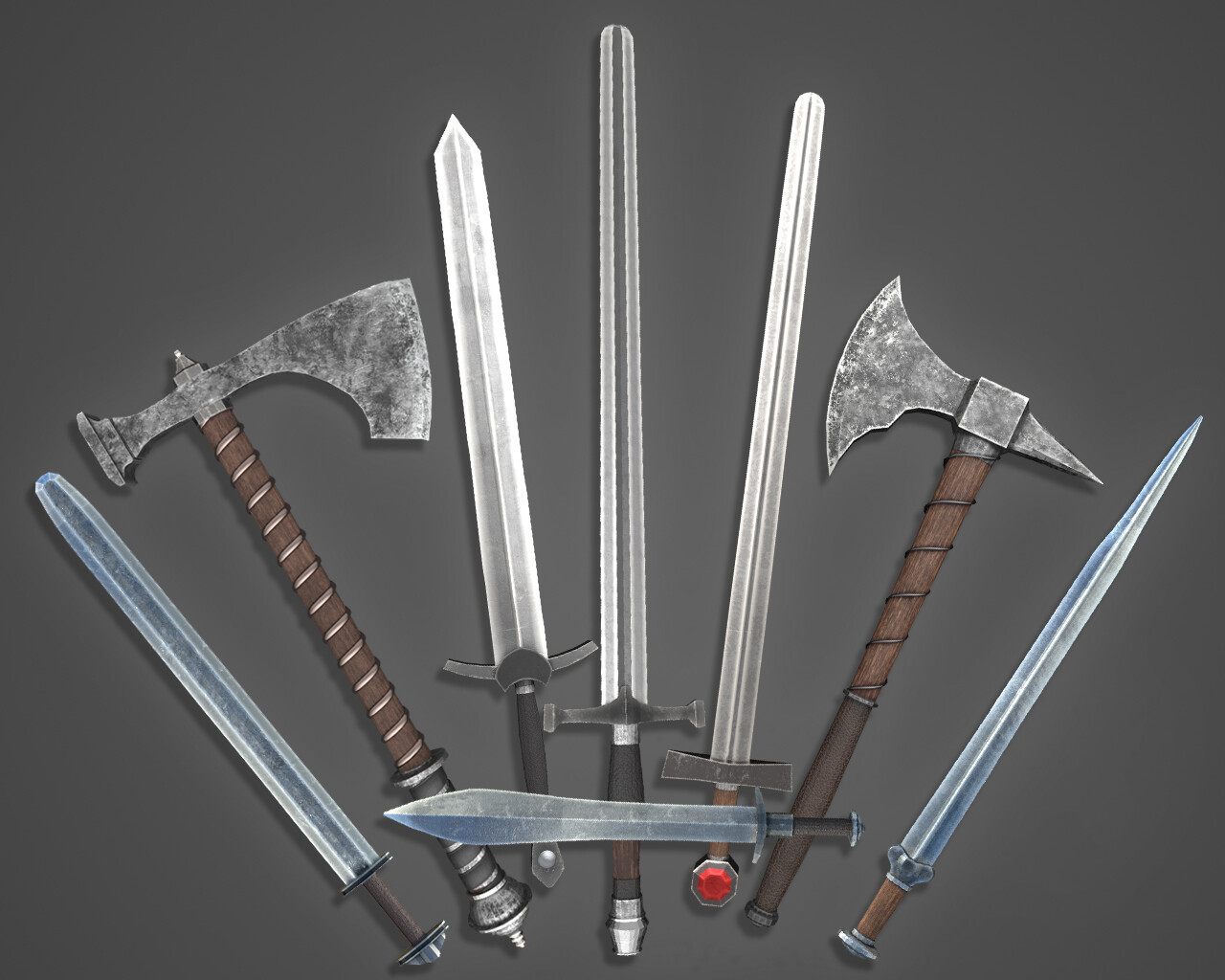 Medieval weapons.