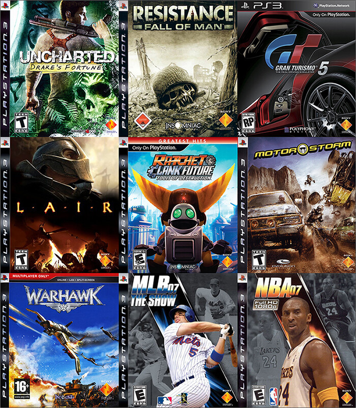 The PlayStation 3 launch titles I was credited on as part of the ICE Team. I worked with and traveled to each of studios to roll out our tech and show how it could be specifically used in their title. I used their assets, or my own creations as examples.