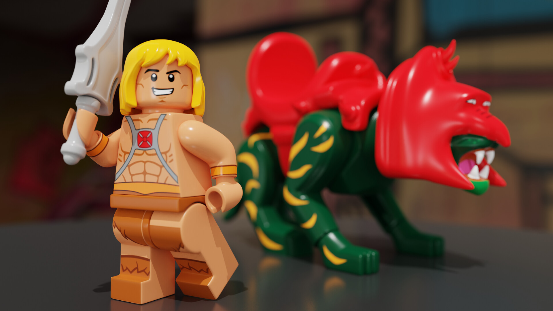 præcedens stakåndet Måling ArtStation - He-Man and Battle-Cat Lego Models rendered in Blender Cycles