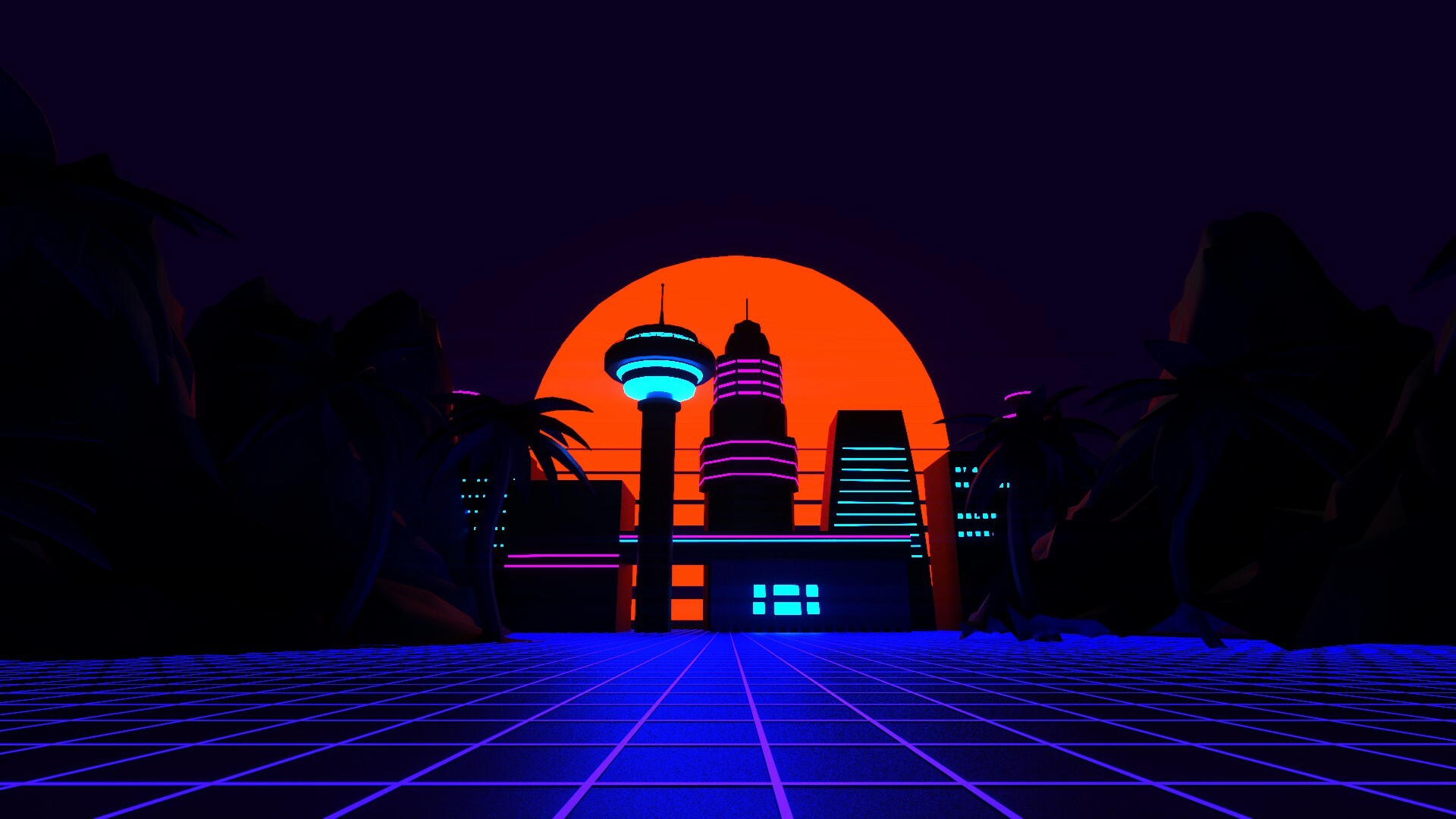 Artstation Synth Wave Retro Wallpaper Study Sena Aslan