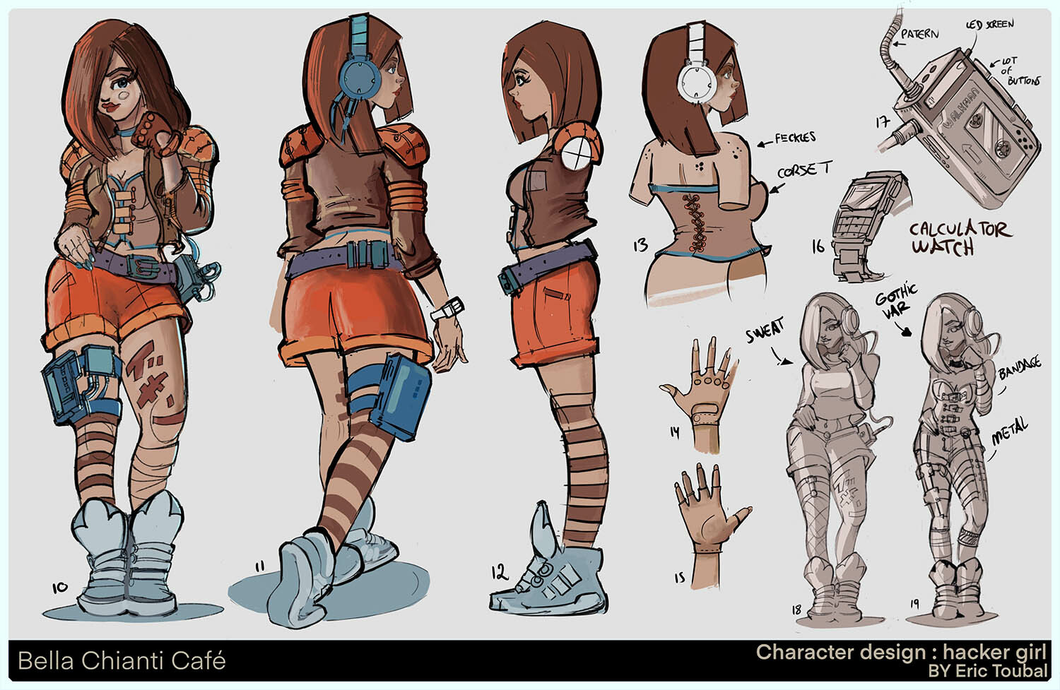 ArtStation Character design + cutouts + model sheet