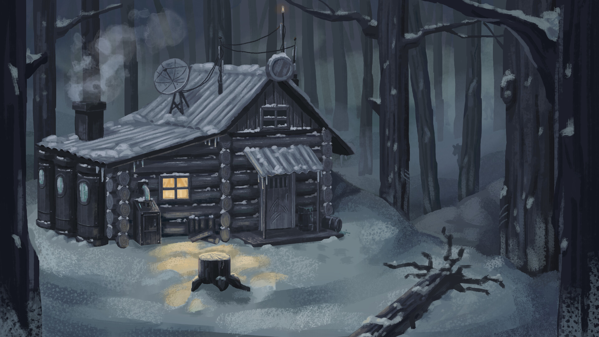 ArtStation - Winter forest cabin