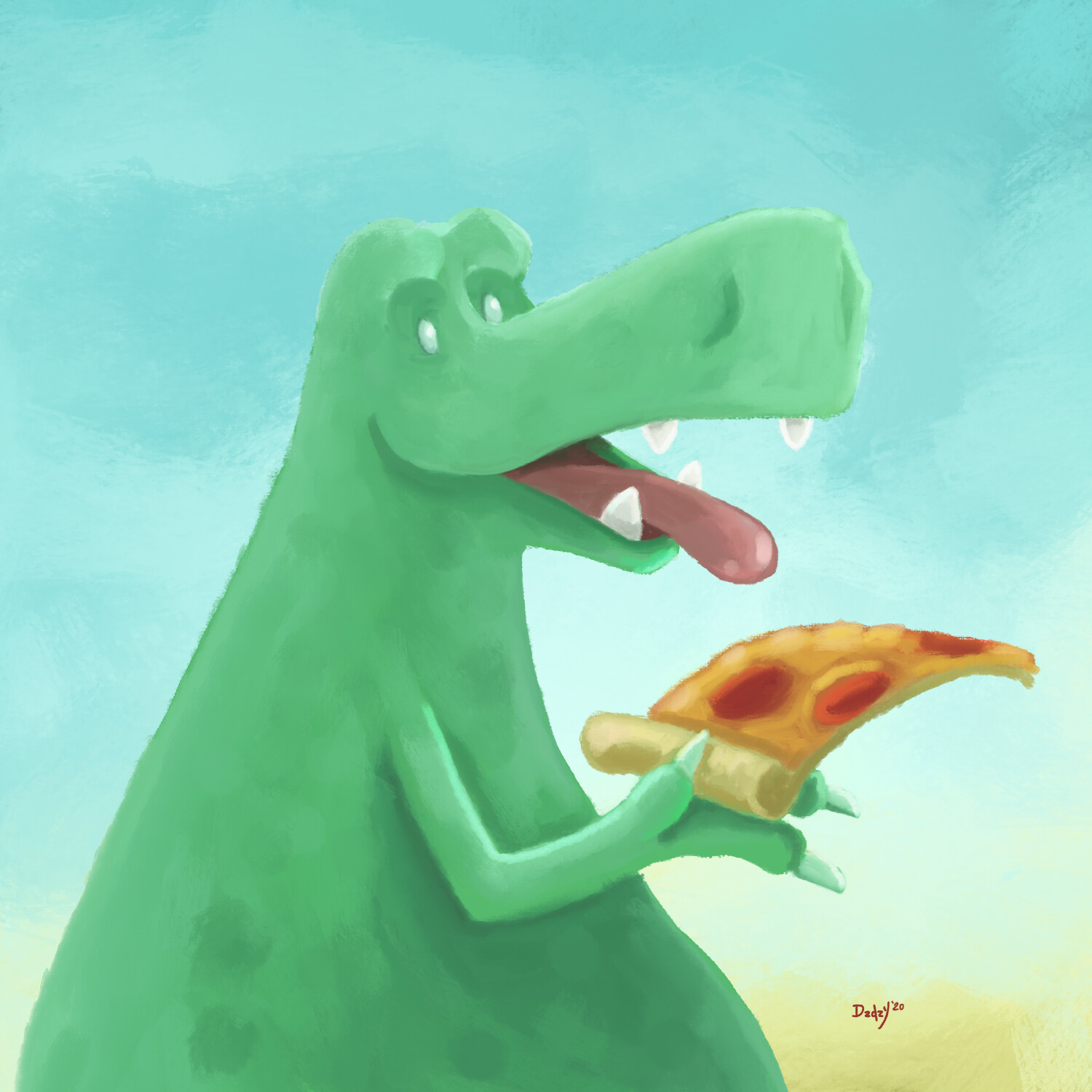 Dino's favorite thing is pizza!