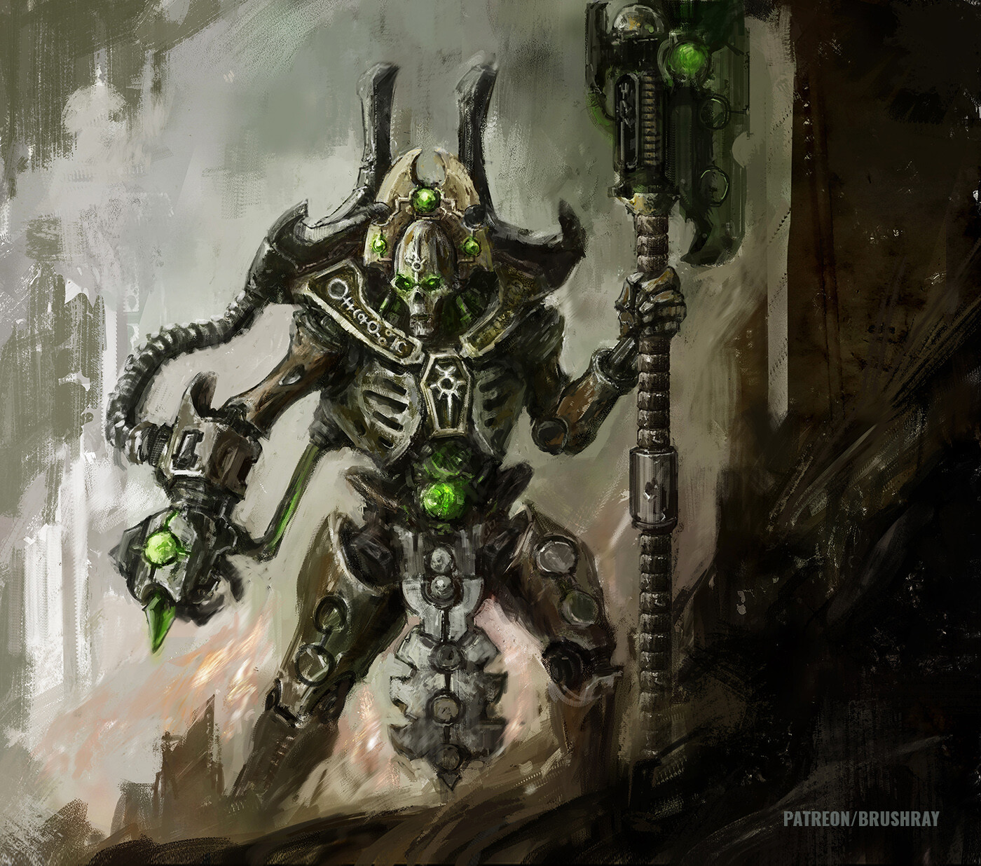 40K Necron Lord Art Artstation Necron Overlord Dmitry Brushray necron overlord dmitry brushray
