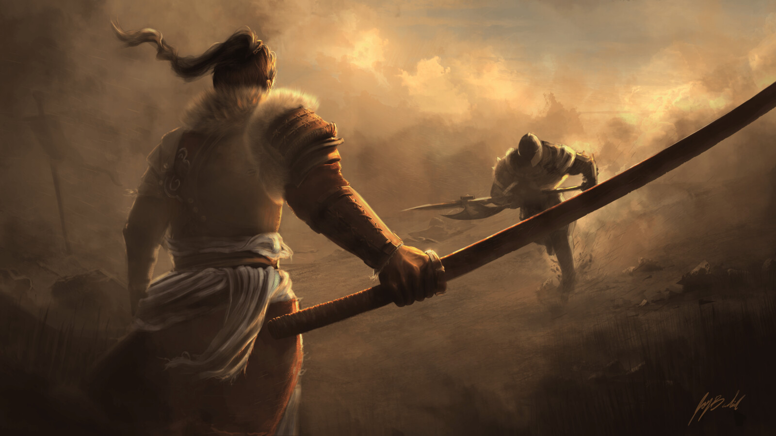 Warriors on open sand