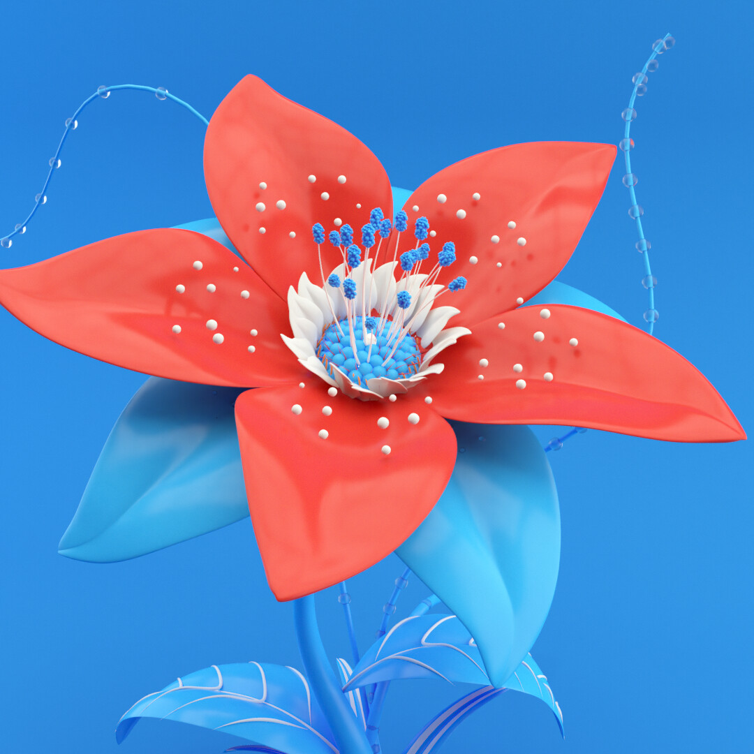 Blue and Red Flower animation
