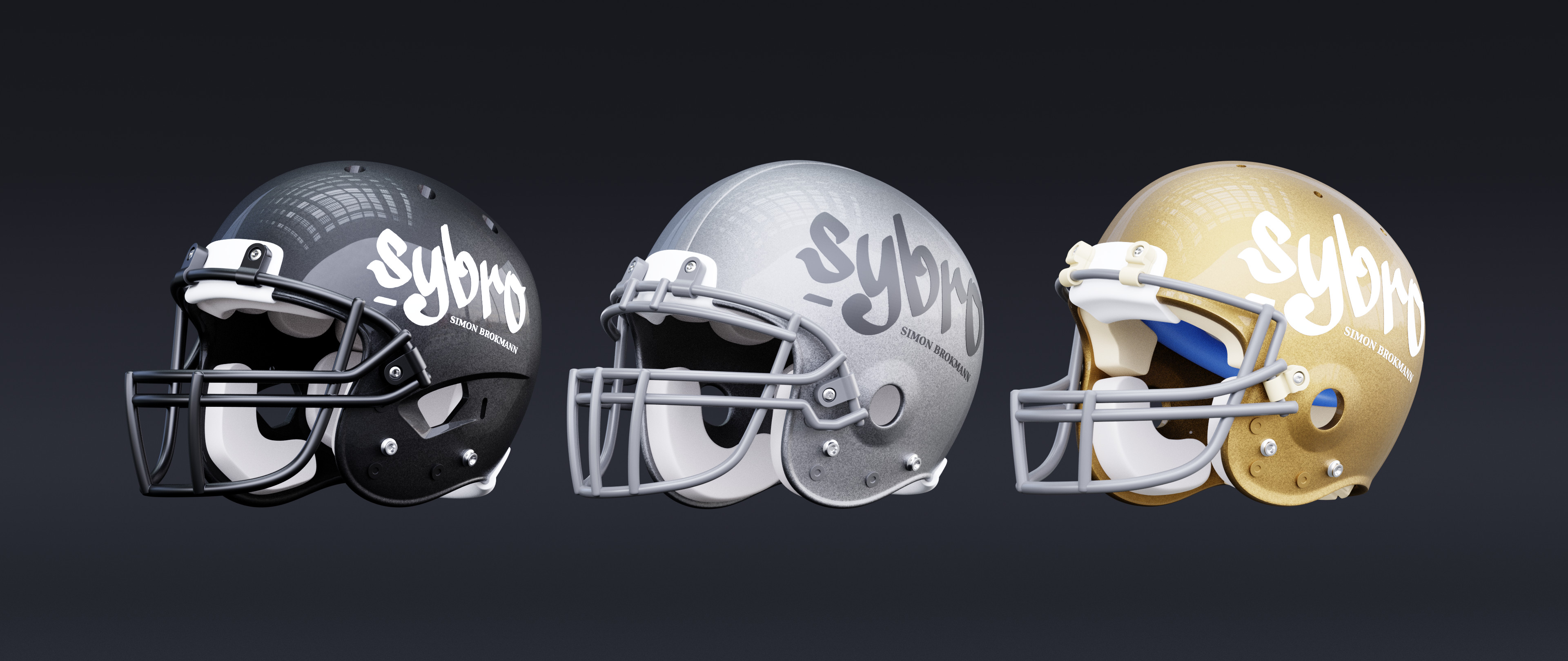 Simon Brokmann - 3D Art - 3D Printable Football Helmets (80s