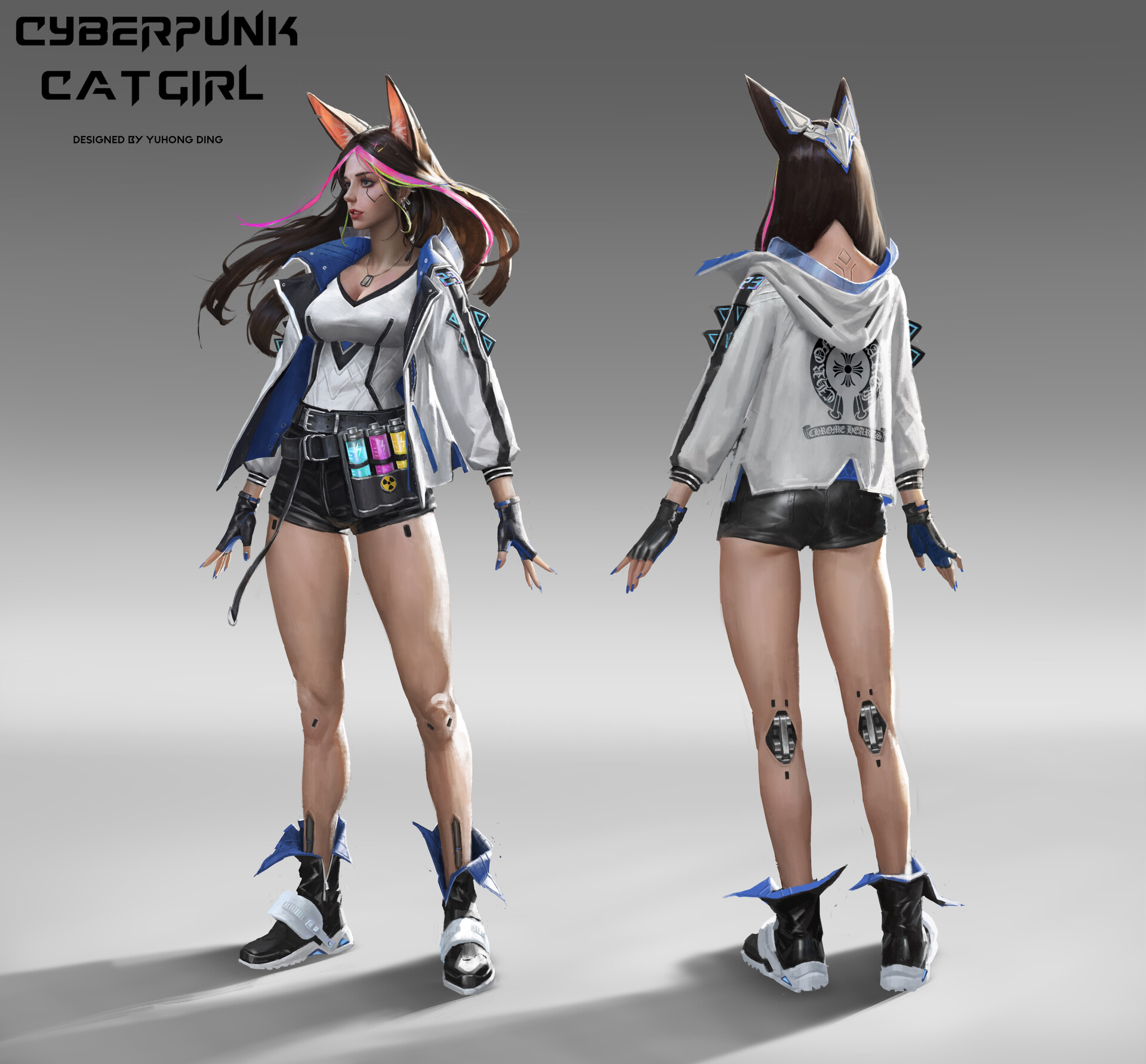 3D file Cyberpunk Catgirl - Cool Pose 🆒・3D printable model to