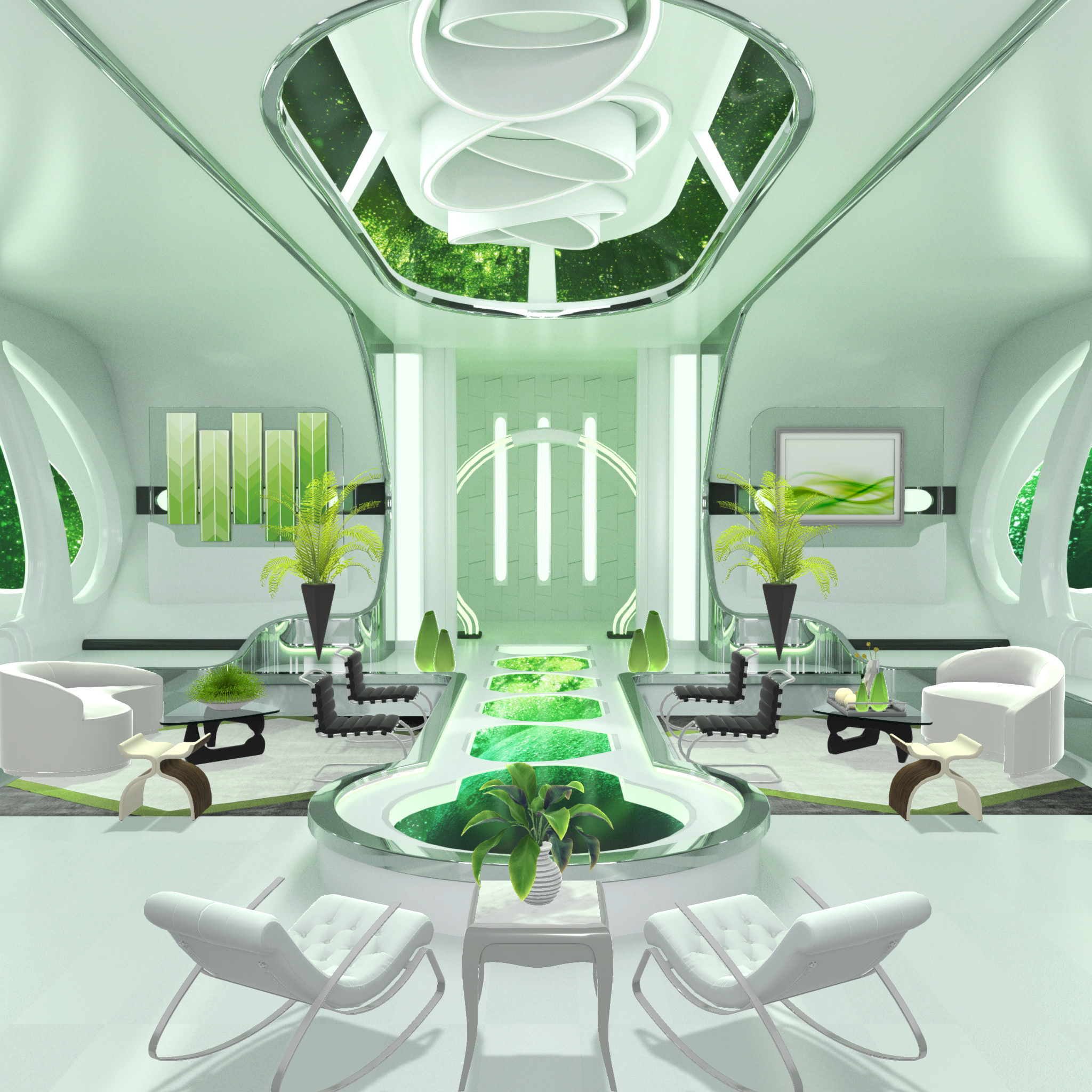 Fashion show stage with furniture layout design