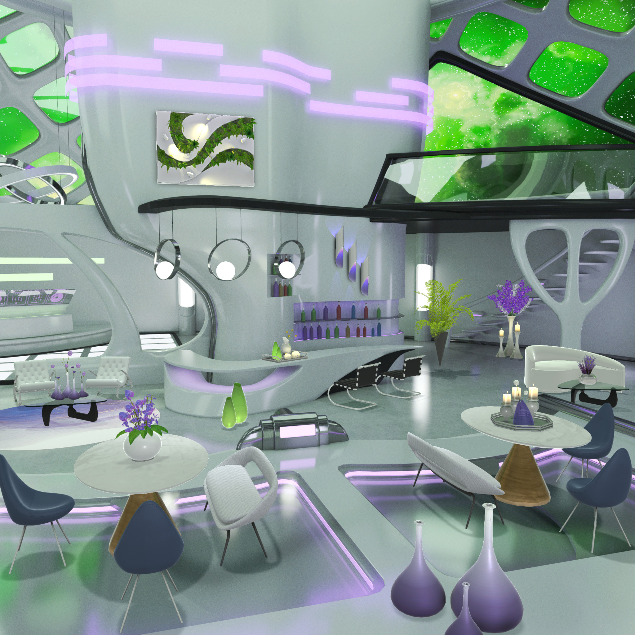 Night Club with furniture layout design