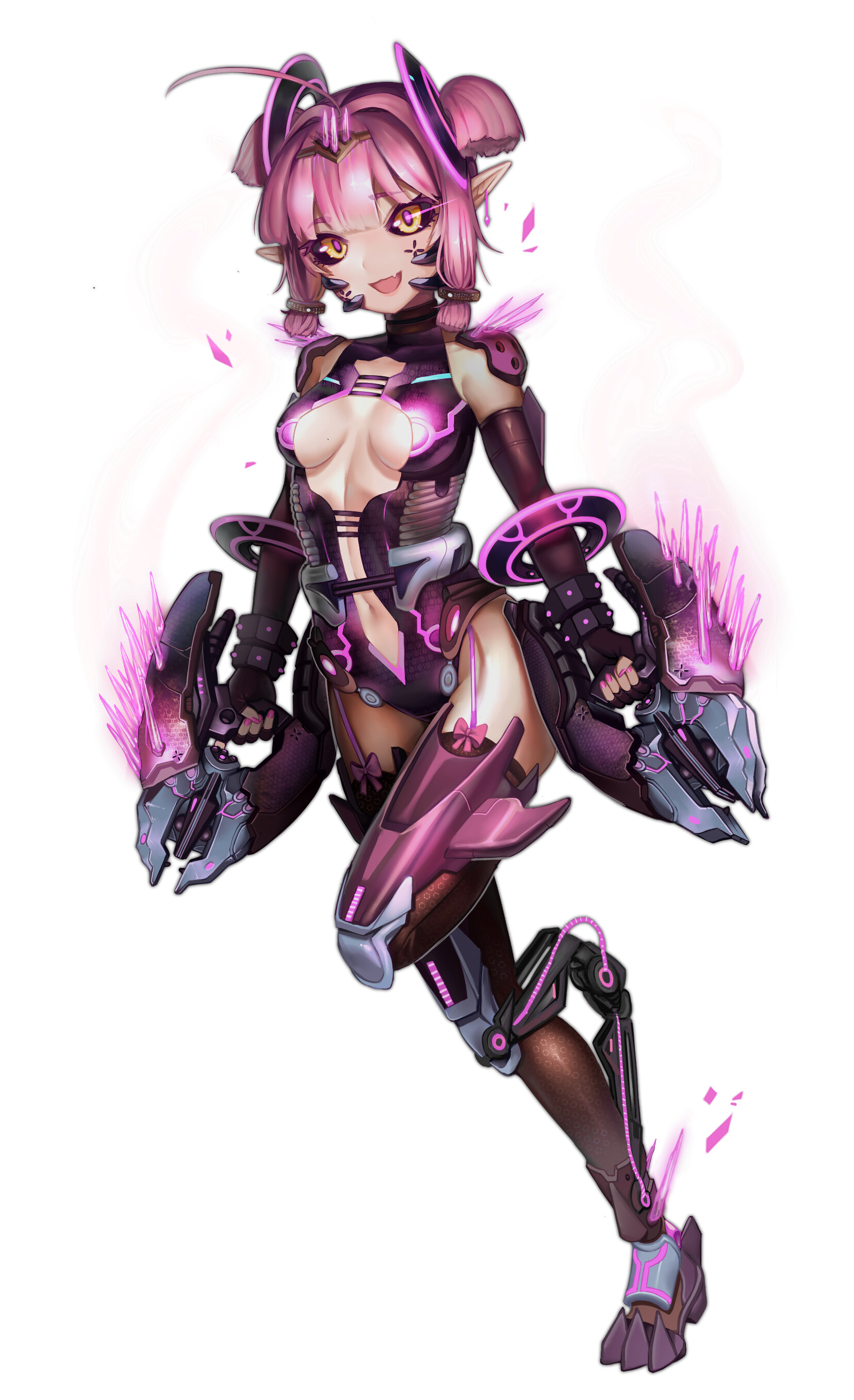 Apricot Needler Chan Group of girls anime character, explosion, girls with guns, black stockings. apricot needler chan