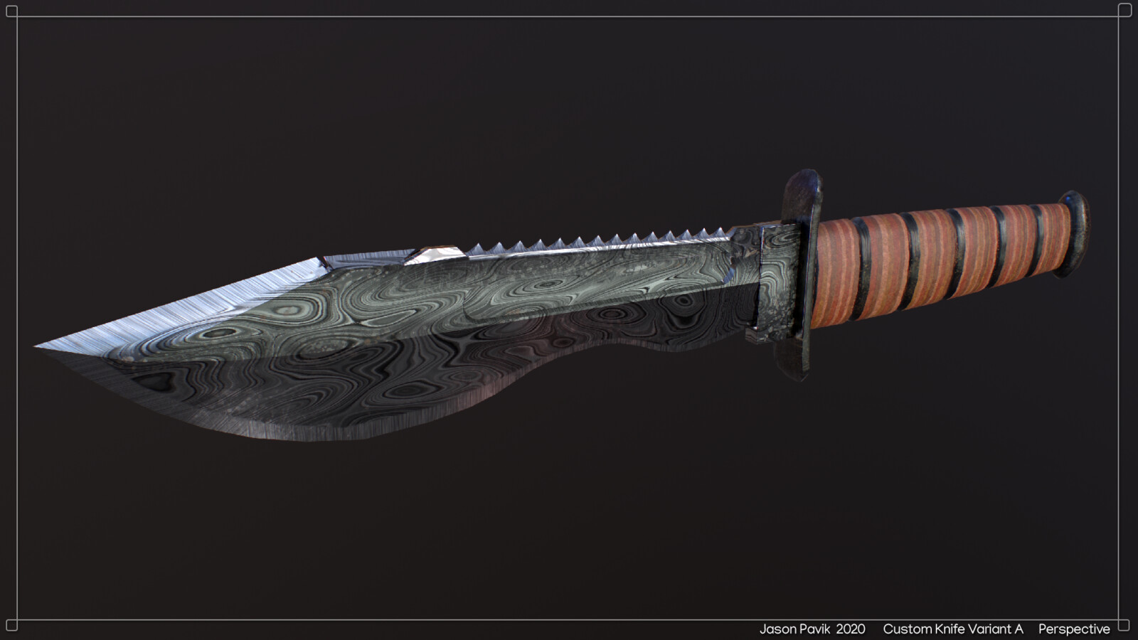 Damascus Steel Blade with Leather Grip