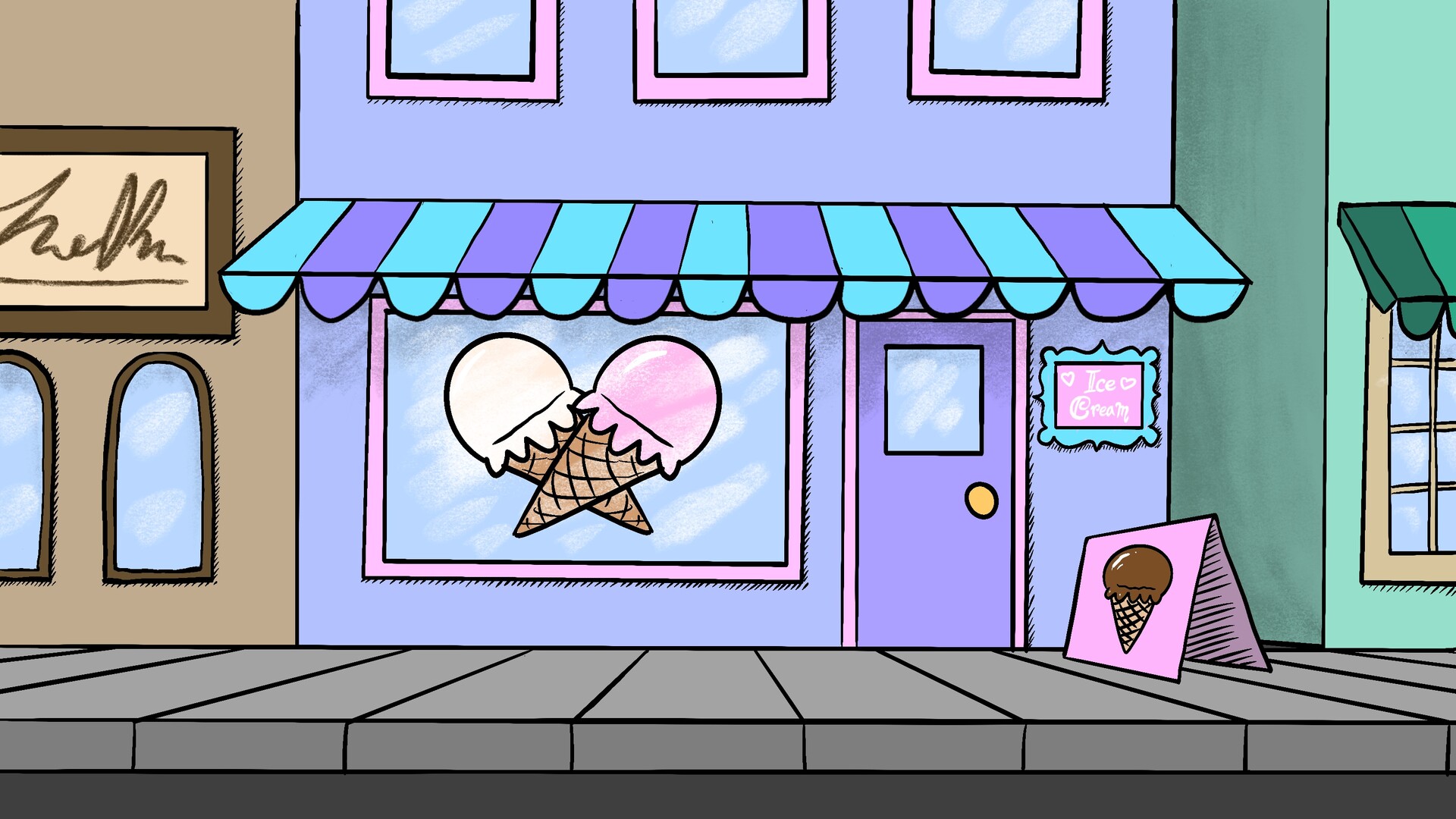 ice cream shop outside