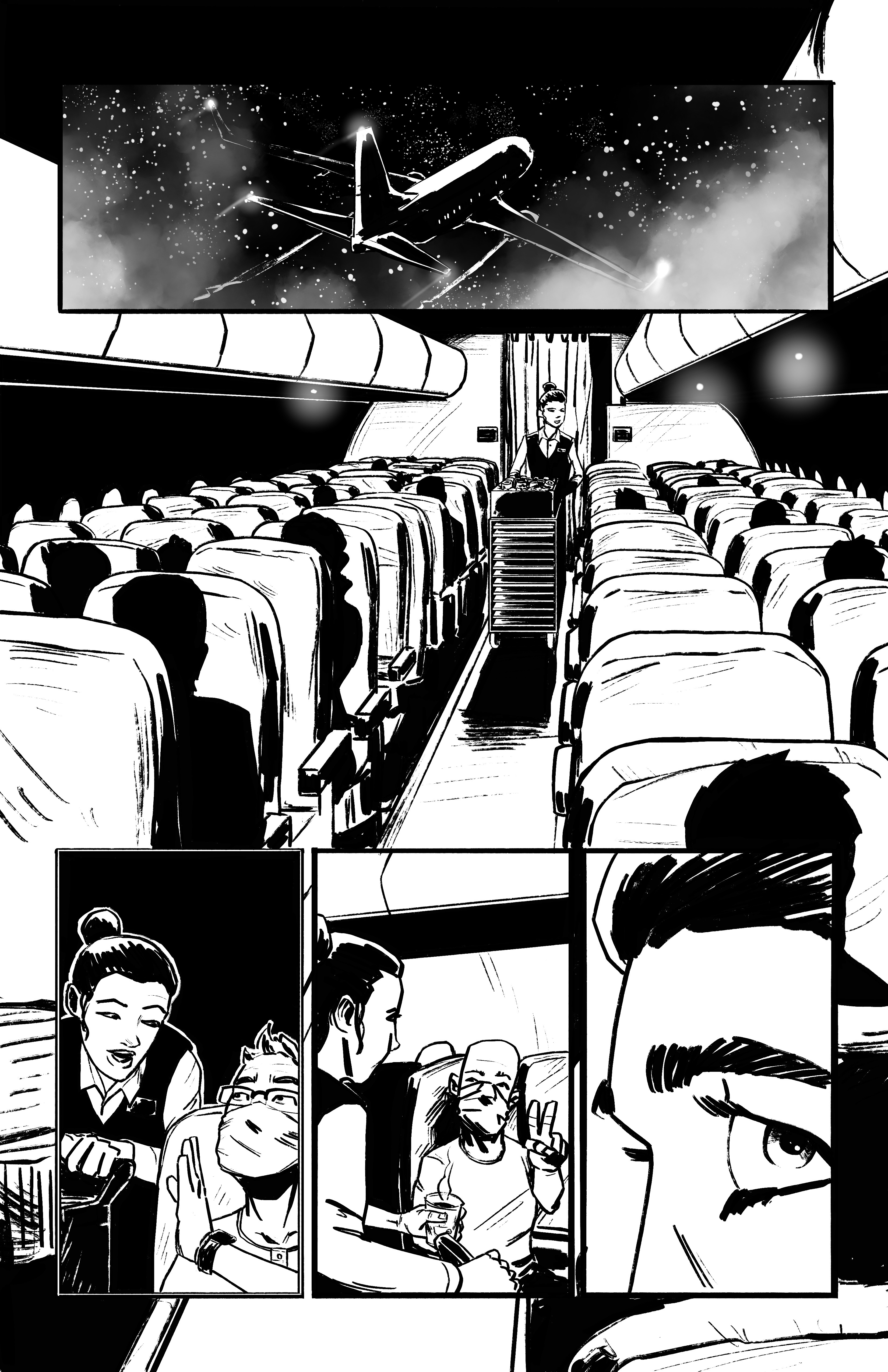 Flight 616: Page 1  - Done in Procreate for the iPad Pro