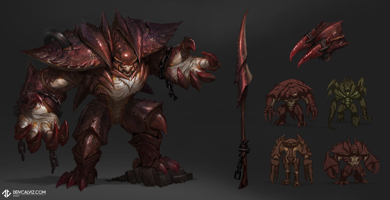 Concept sheet.. I imagine being able to get those weapons after defeating this dudie.