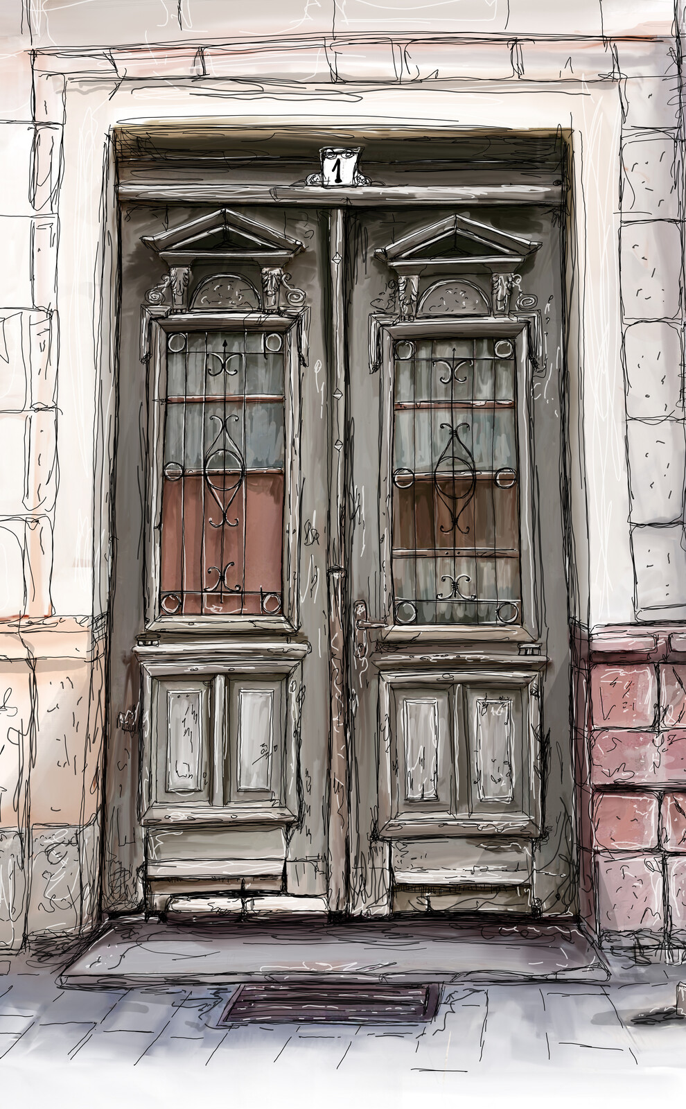 close-up of the door