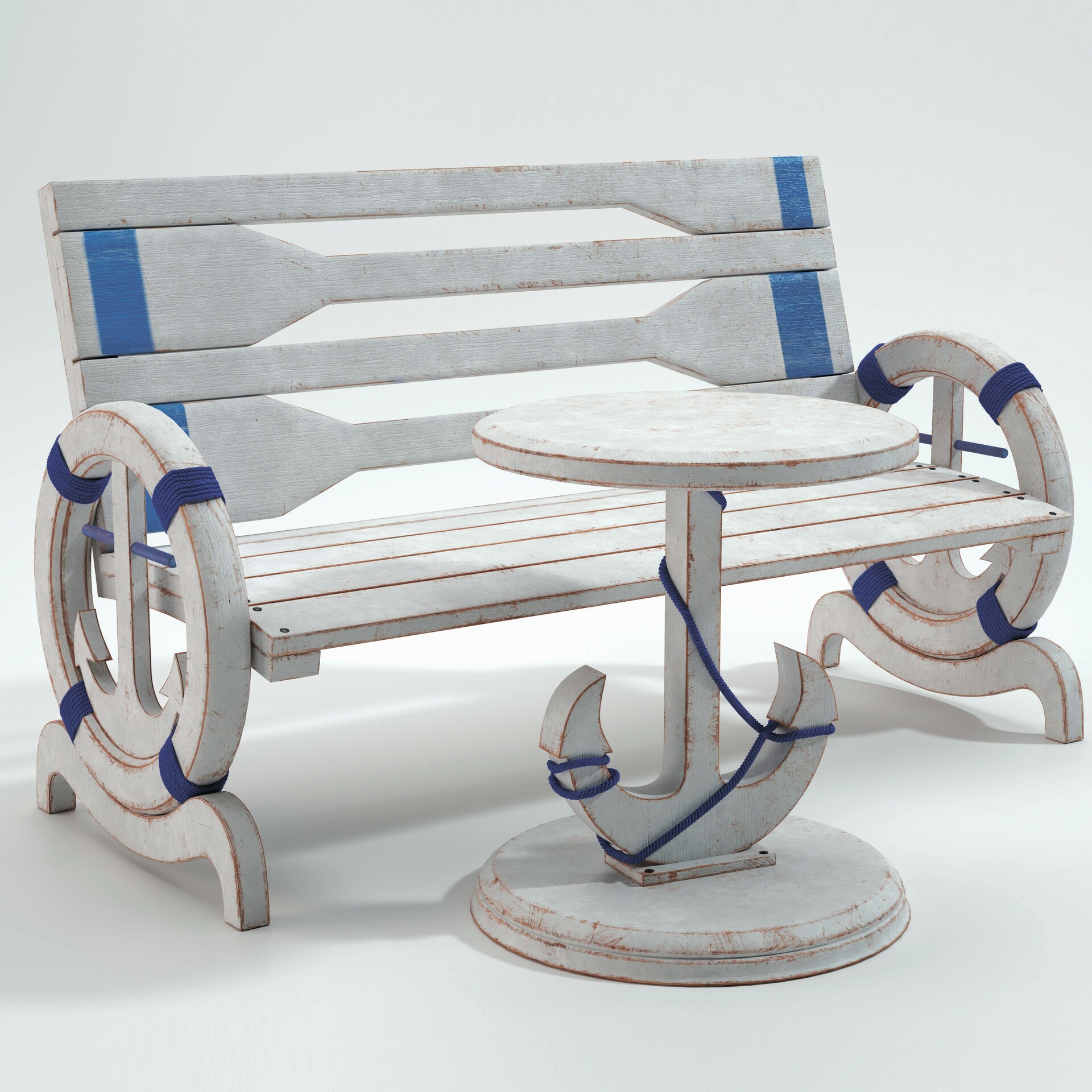 Nautical outdoor outlet bench