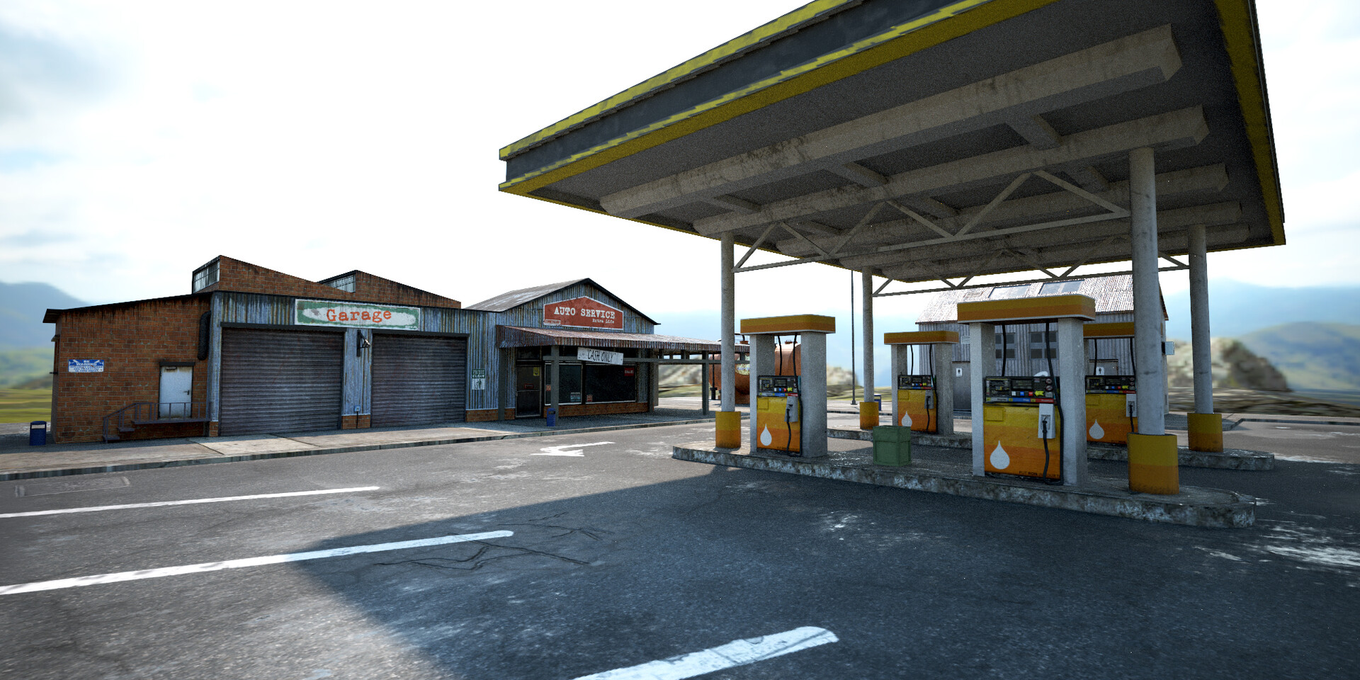 ArtStation Suburban Gas Station