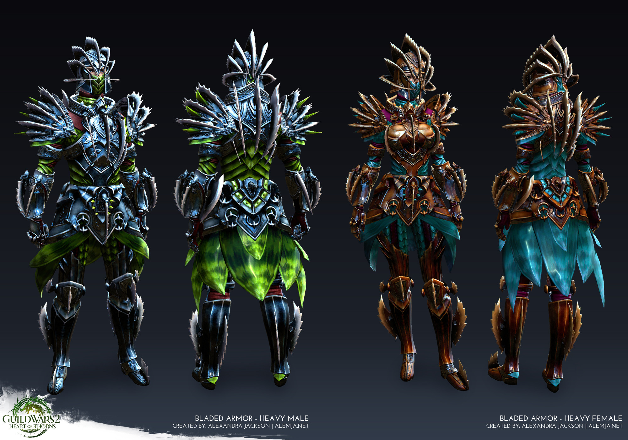 Worked on the armor creating high res hardsurface pieces, the game ready model and texures. I also was in charge of the refit from of the shared pieces from the male body to the female body. This set was for Guild Wars 2 Heart of Thorns