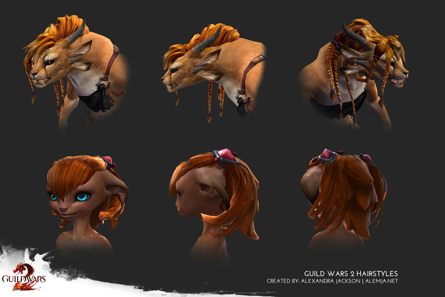 Hairstyles I created for various races that where released for Guild Wars 2. I concepted, sculpted modeled and textured the both of them