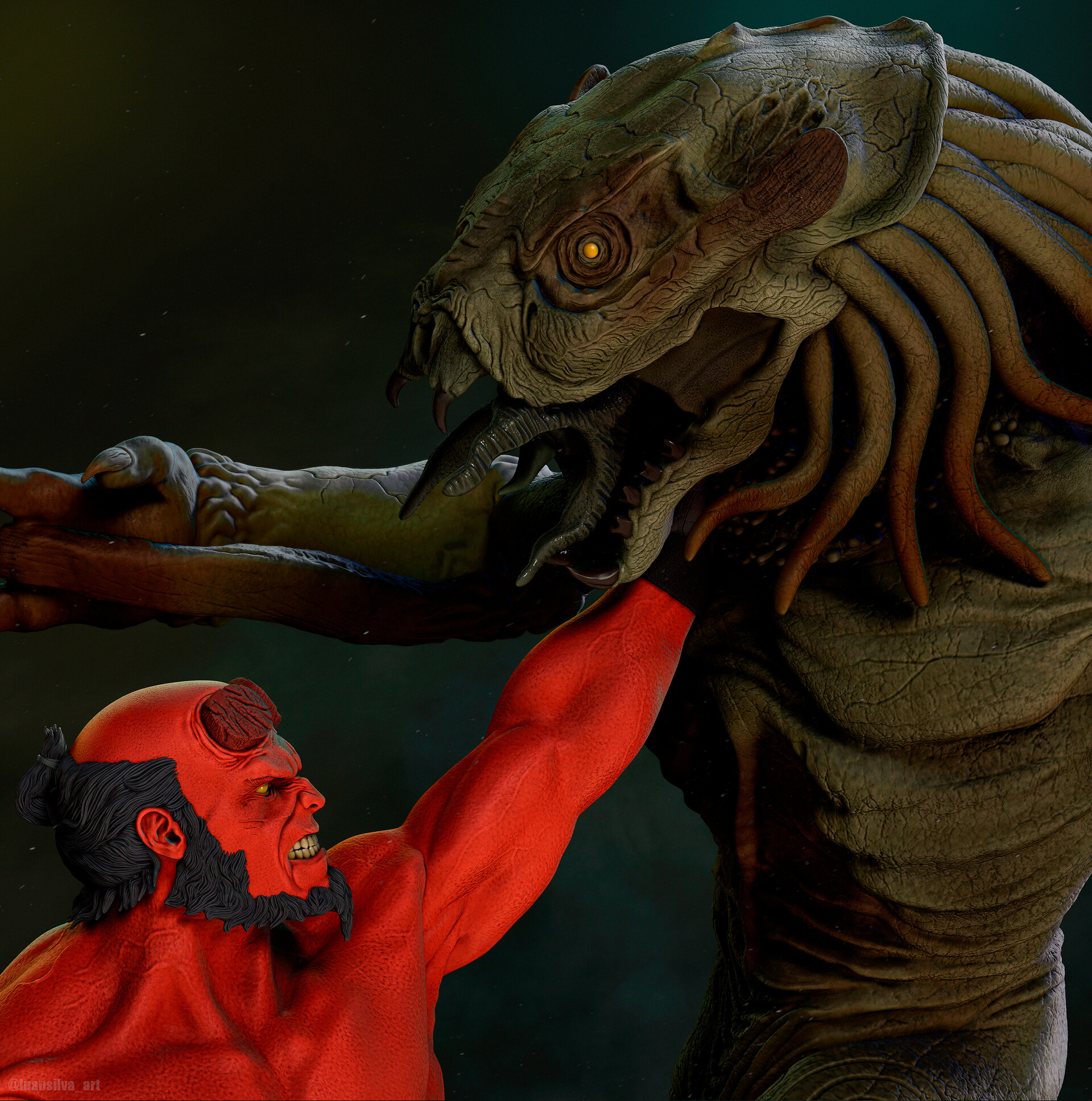 Artstation Hellboy Vs Sammael Luan Silva