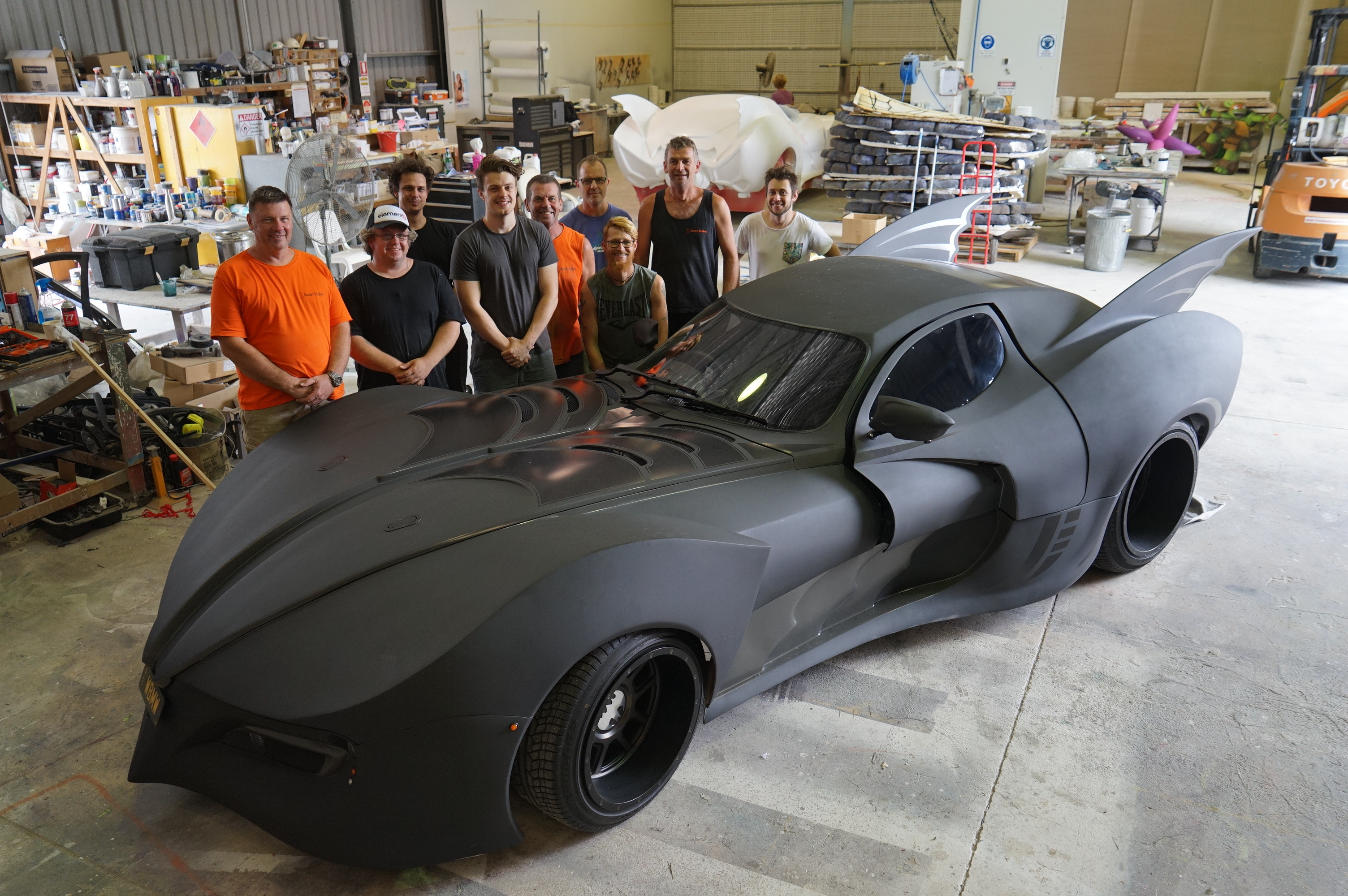 Group photo of myself &amp; the team, designed and built in 9 months. Everything was built from the ground up by the Sculpt Studios team with no base vehicle, and its road registered.