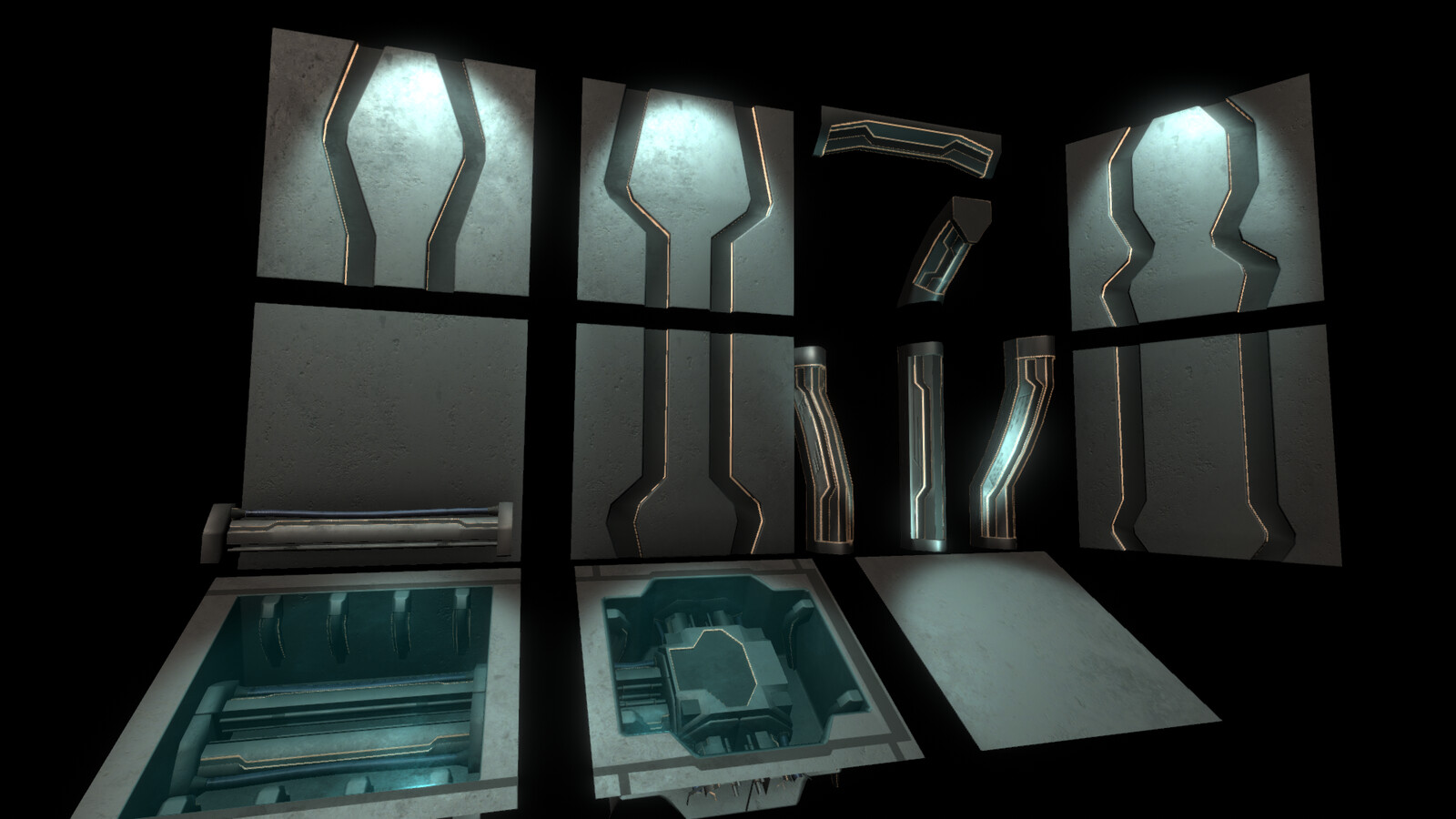 This image shows most of my environmental pieces sectioned out.
In Unity.