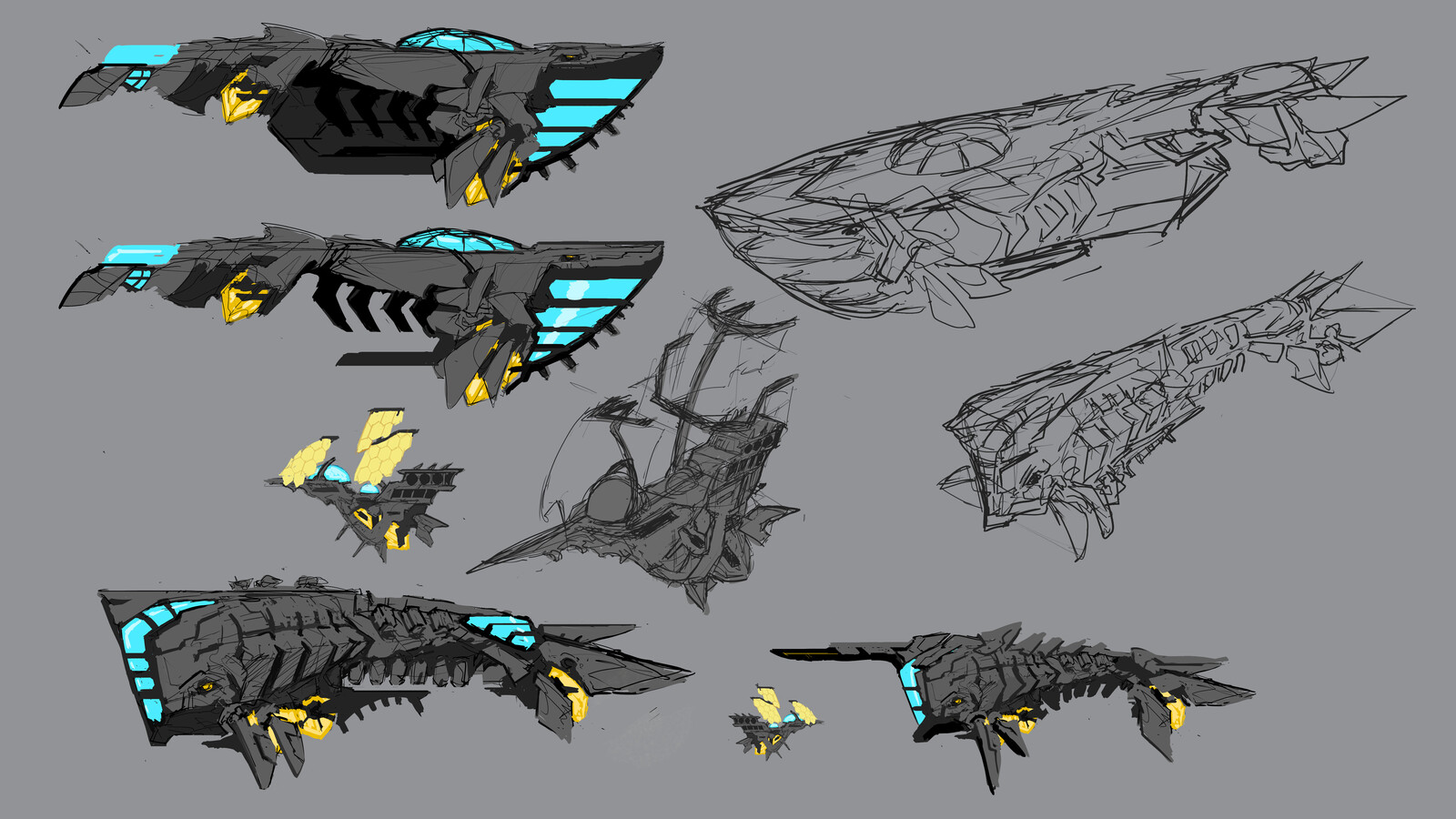 Loaded/unloaded, some early ship designs to scale as well as diff whale shapes before I settled on the main 2 Sperm Whale and Blue Whale
