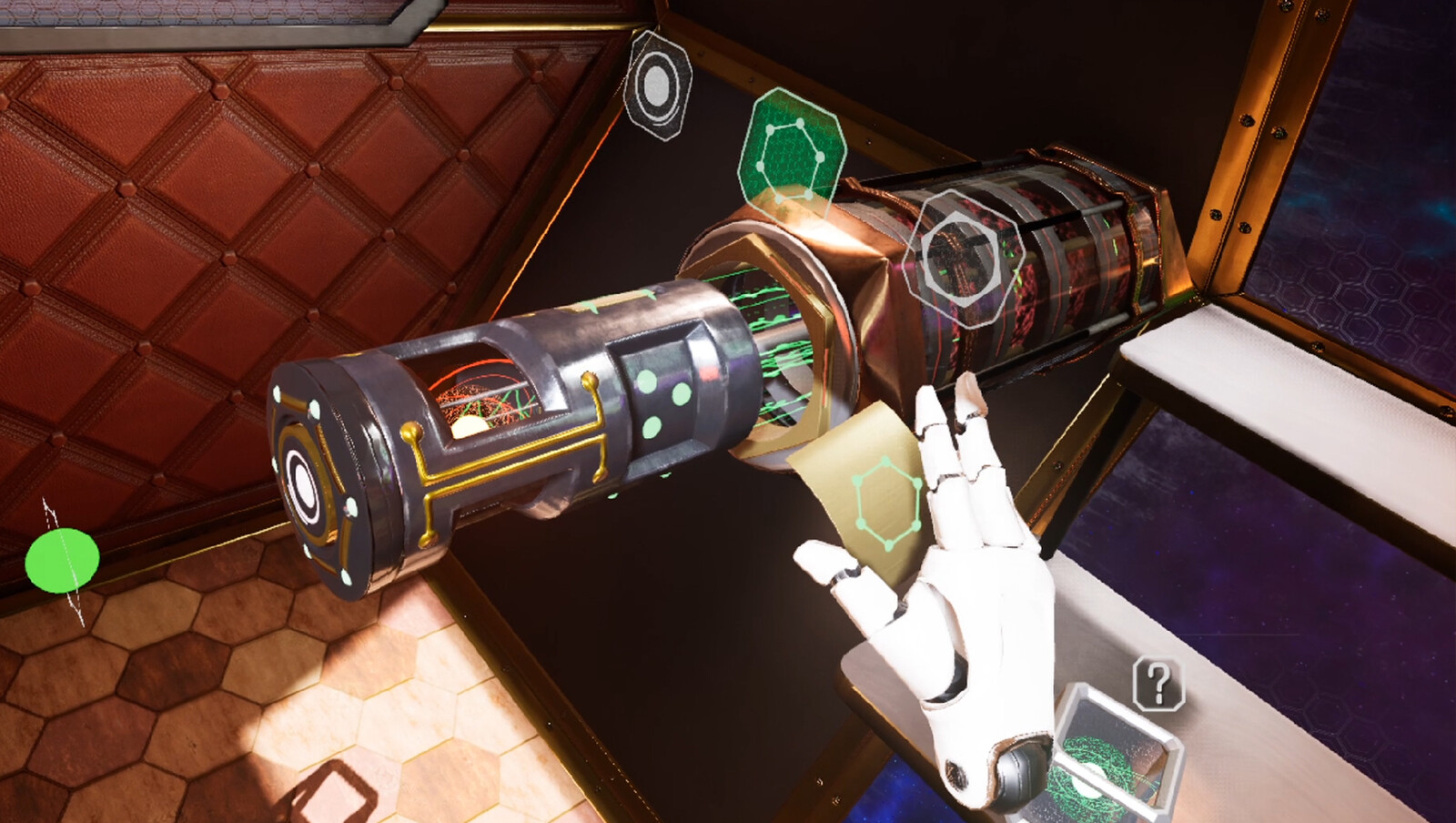 The "Generator" is a series of multi-level interactions and tasks that the player learns to complete based on information and iconography present in the scene.
