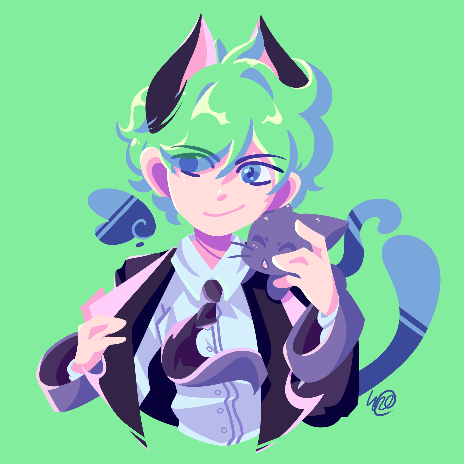 Afkiwill Art Neon Cat Boy Hunter x hunter feitan x oc & kuroro x oc monde: afkiwill art neon cat boy