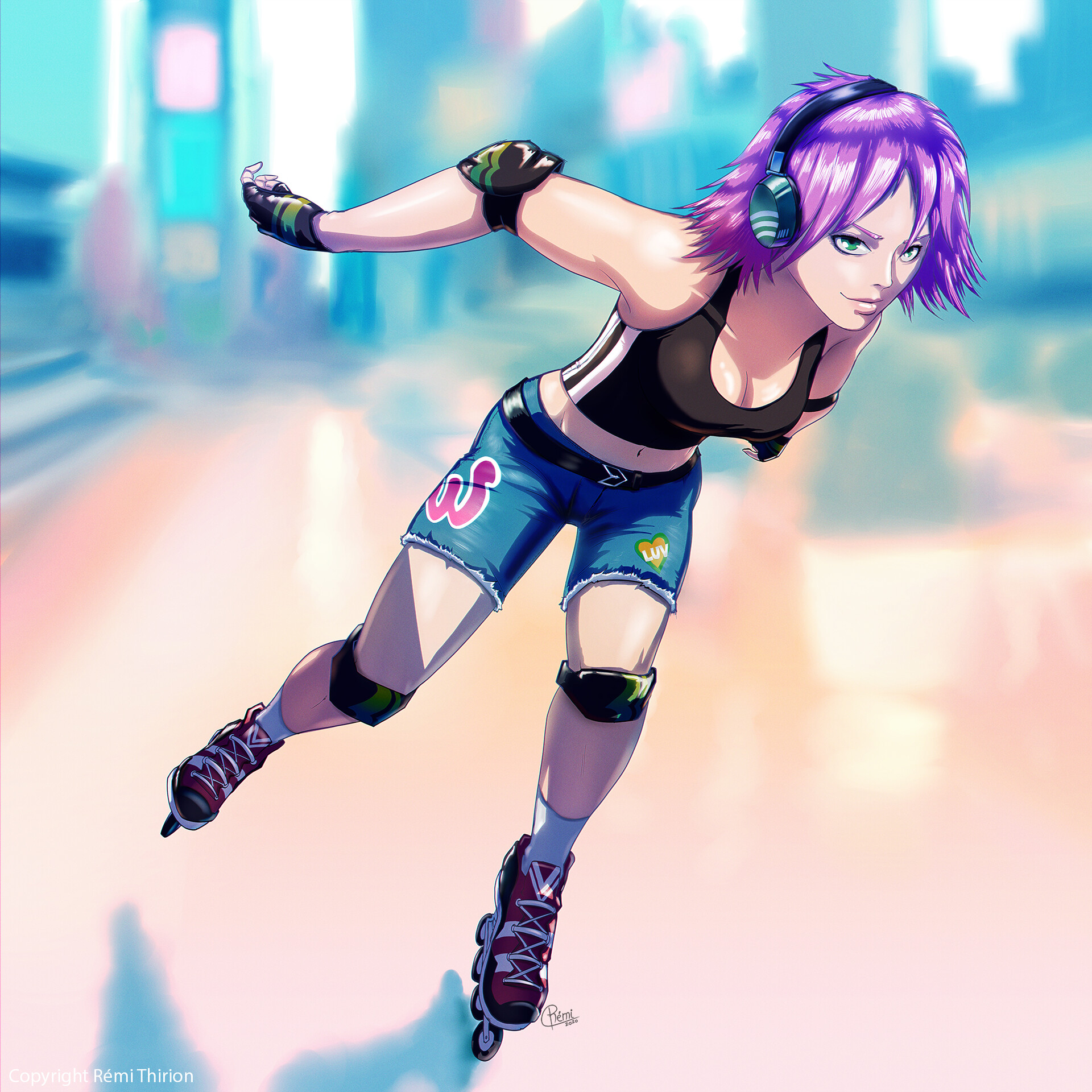 anime girl on roller skates  Drawception
