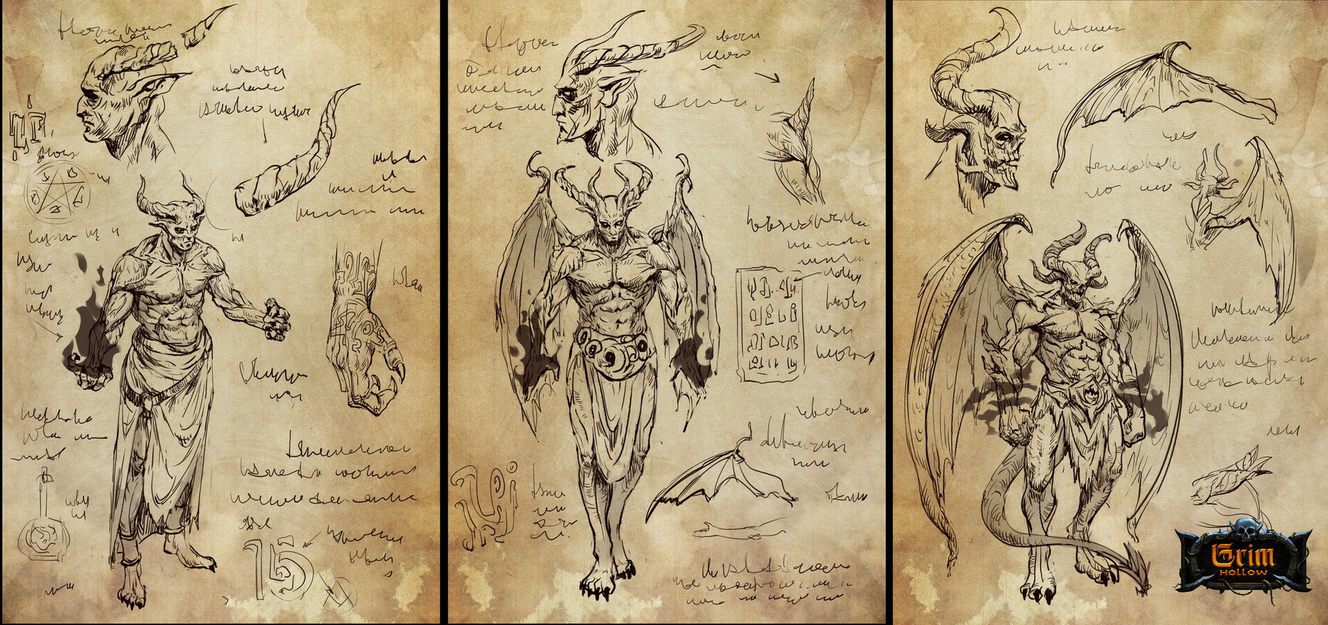 Grim Hollow: Creatures sketches.