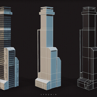 Sci-Fi Low Polygon Skycrapper