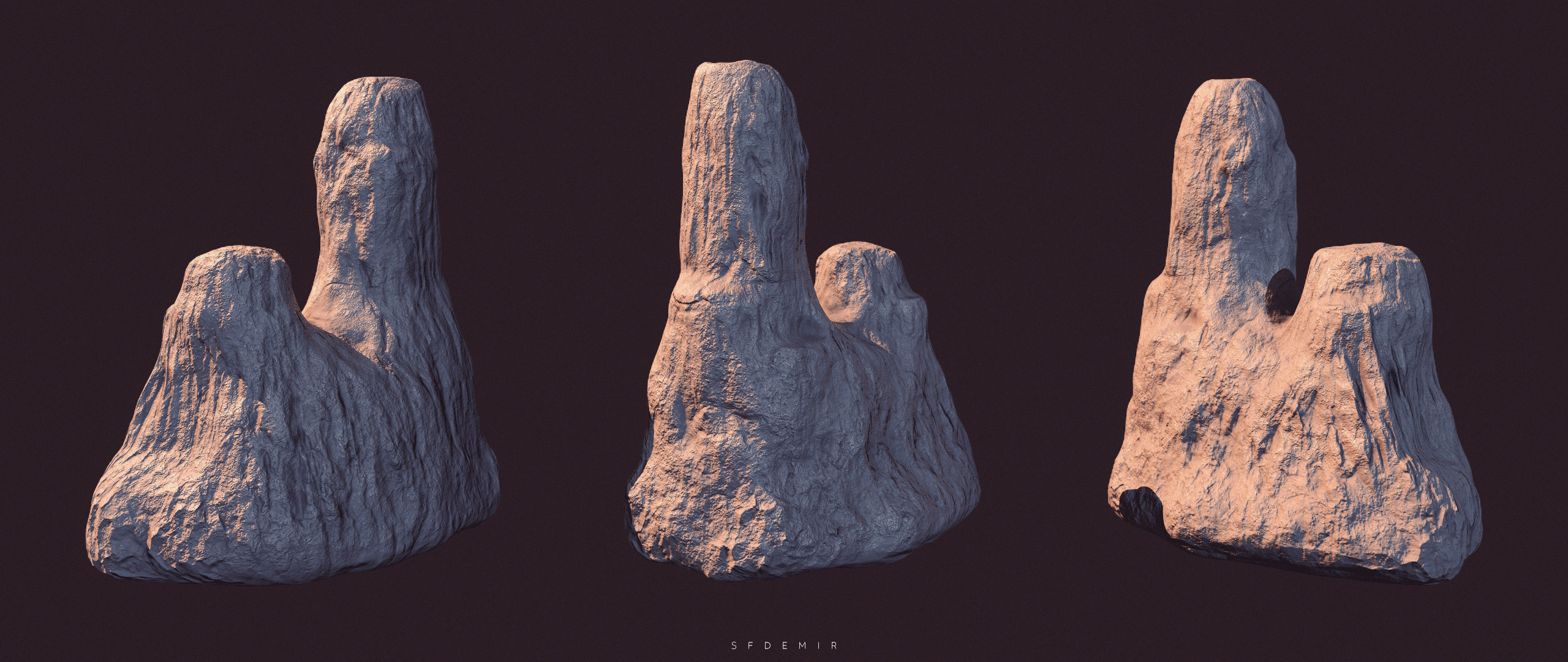 sfdemir 2 sides rock 3d model