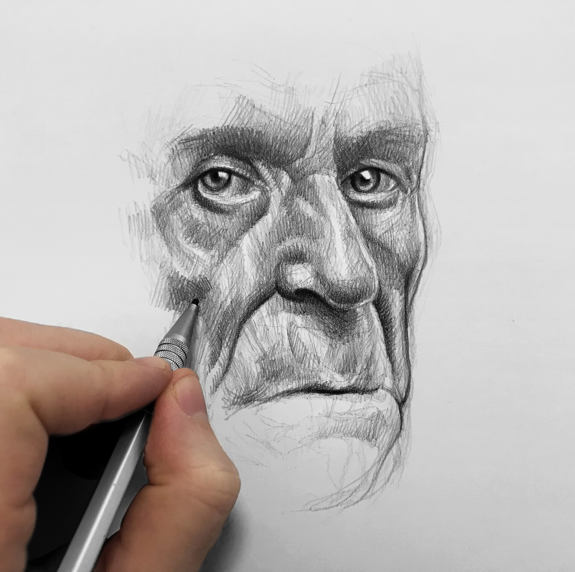 An old man.  鉛筆画 Old Man Realistic Drawing
