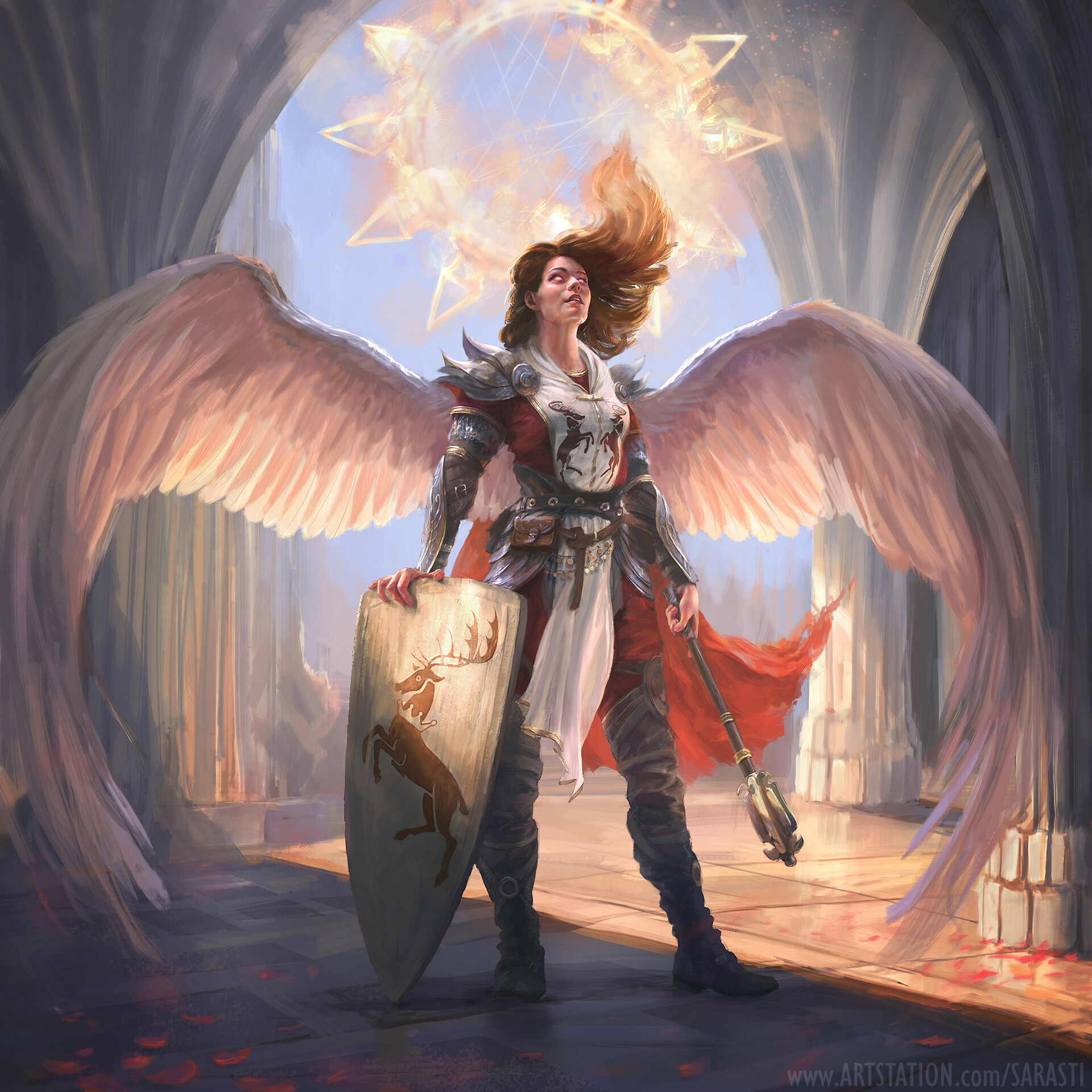 Alarielle, aasimar cleric of Amaunator, commission + drawing GIF, Lily Abdu...
