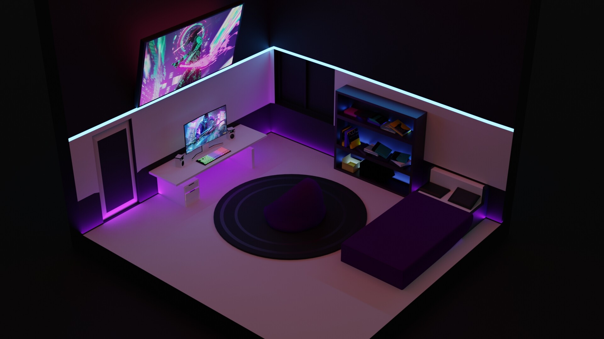 Artstation Purple Gaming Room Zakaria Tasrik