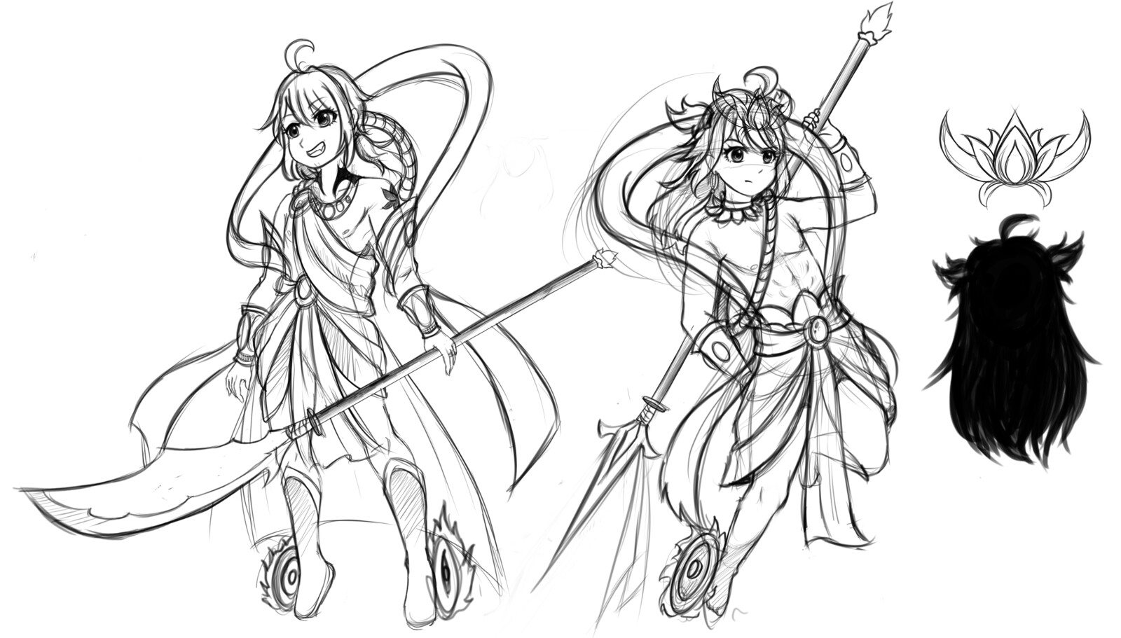 Nezha's God form sketches.