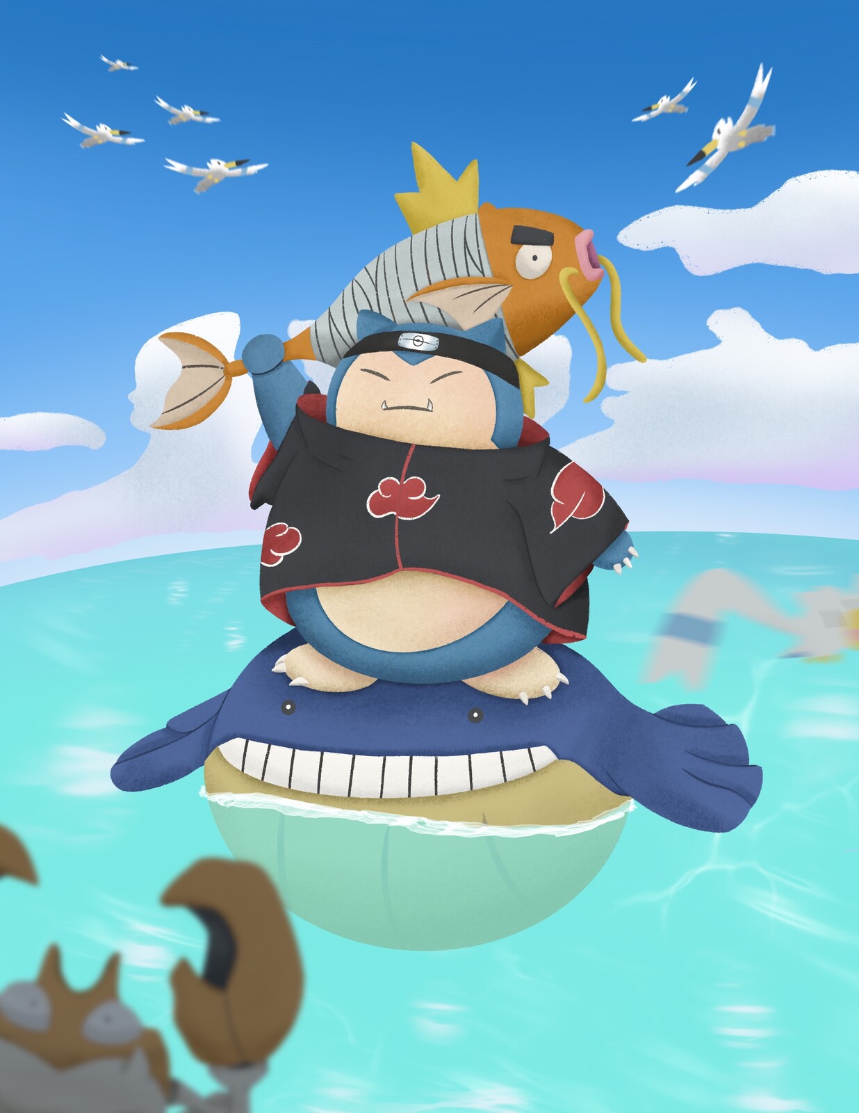 akatsuki snorlax figure with magikarp