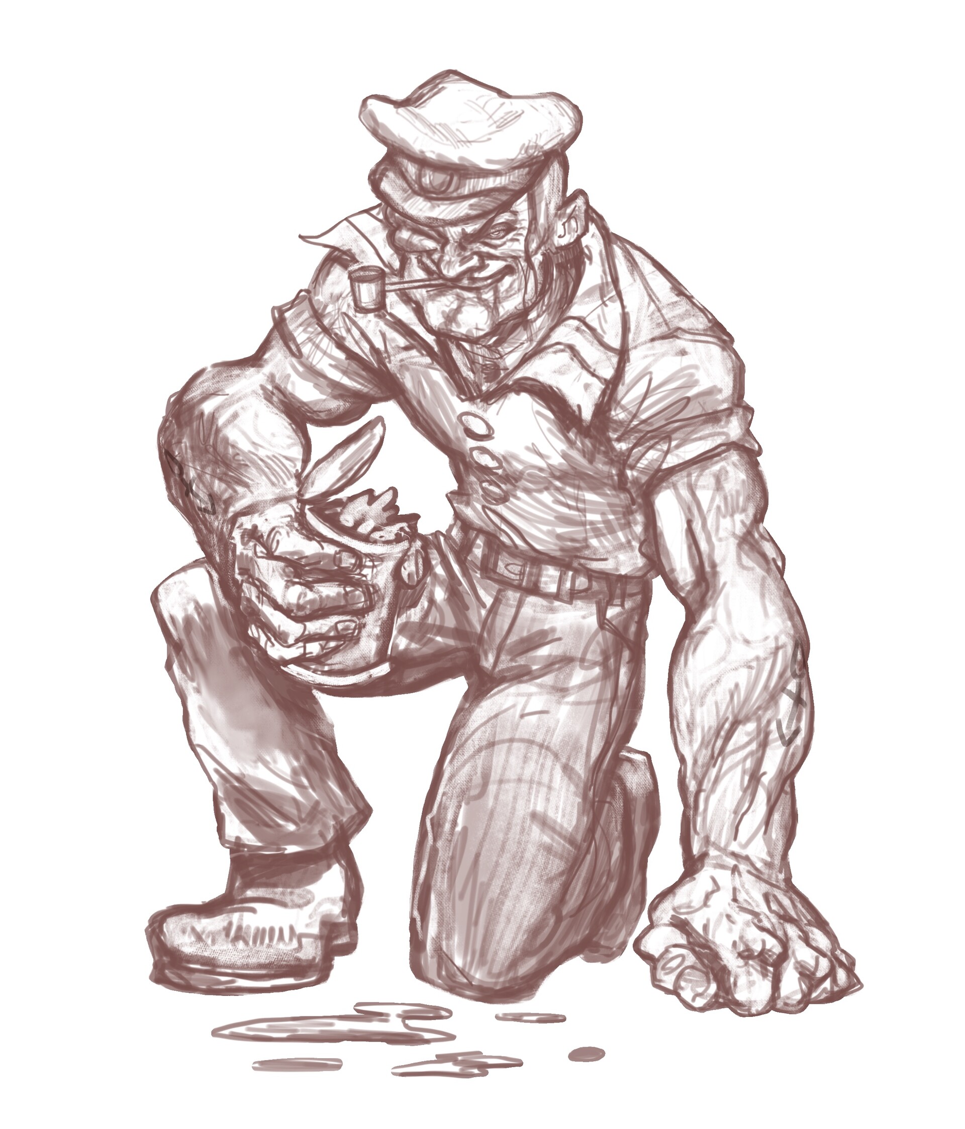 How to draw Popeye the Sailor in 18 steps - Sketchok easy drawing guides