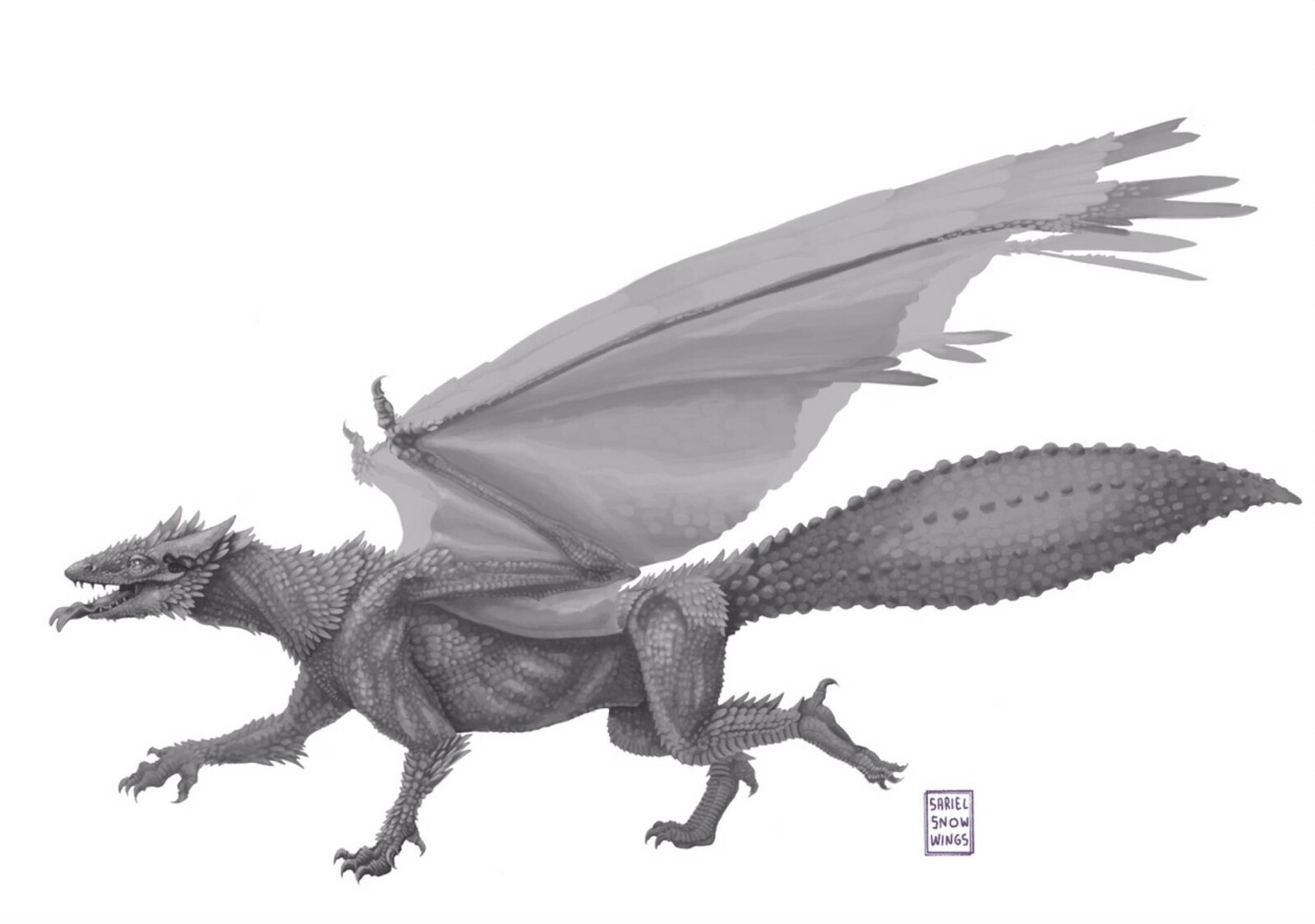 Rendered completely in values at first before adding colour, just to make sure everything made sense regarding volumes, textures, etc