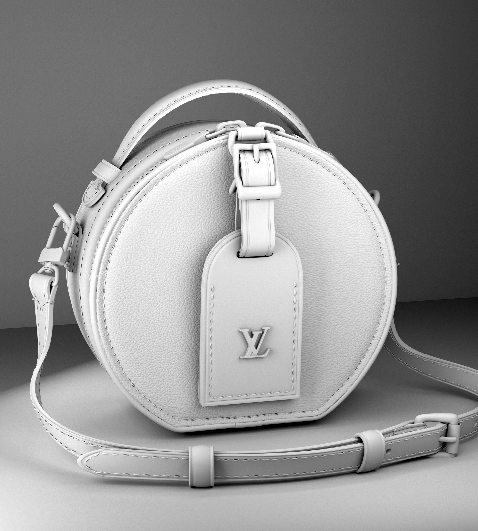 3D model Louis Vuitton Boite Chapeau Souple Bag Cream Leather Monogram VR /  AR / low-poly