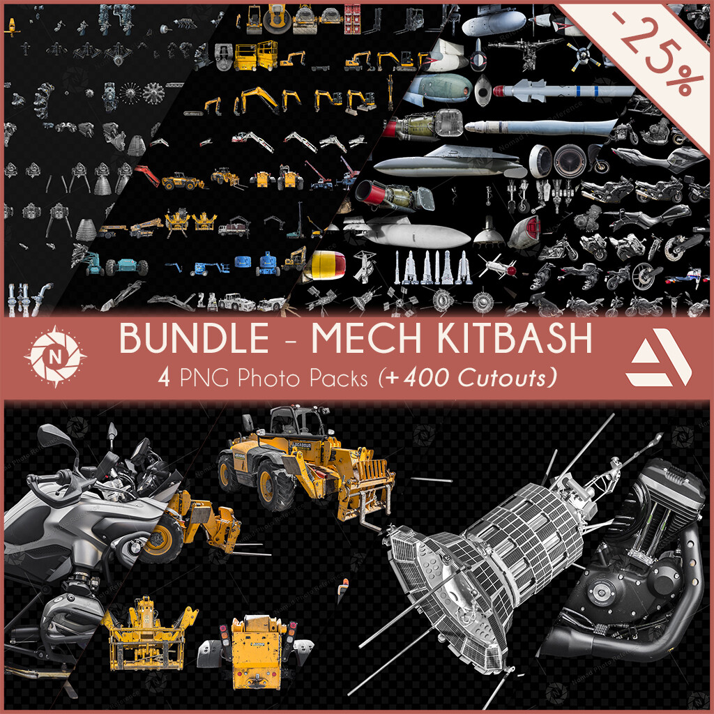 Bundle Mech Kitbash: 4 PNG Photo Packs

https://www.artstation.com/a/165799