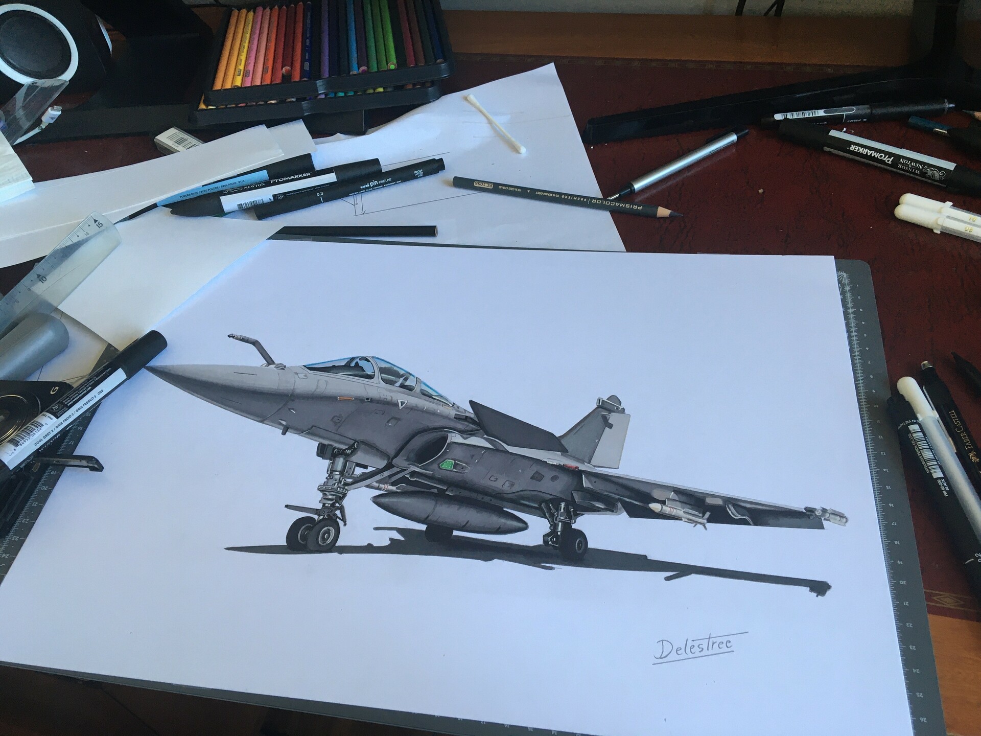 Realistic Fighter Jet Drawing