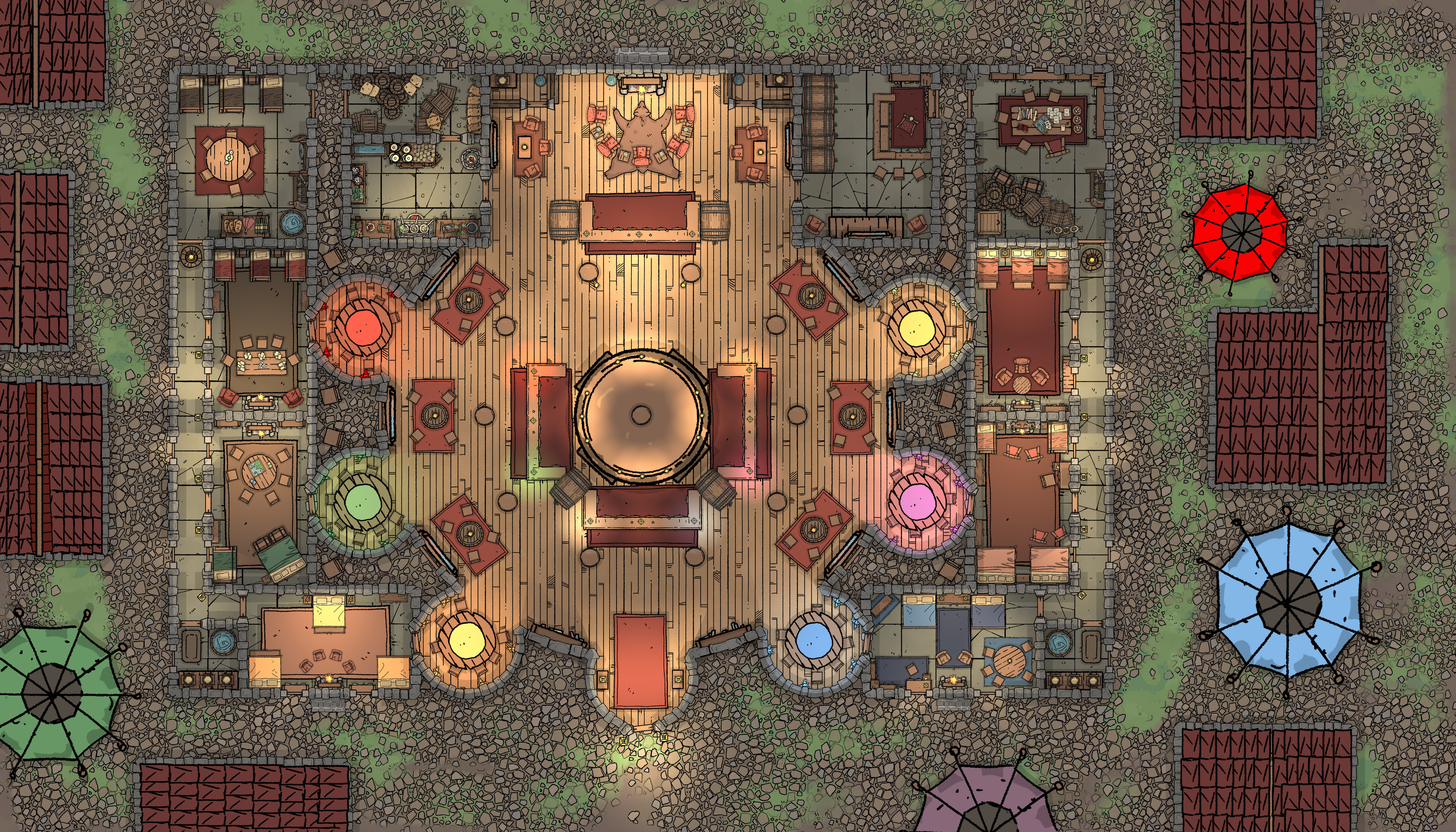 Winn's Hollow - a prominent, upper-scale tavern run entirely by Halflings. 