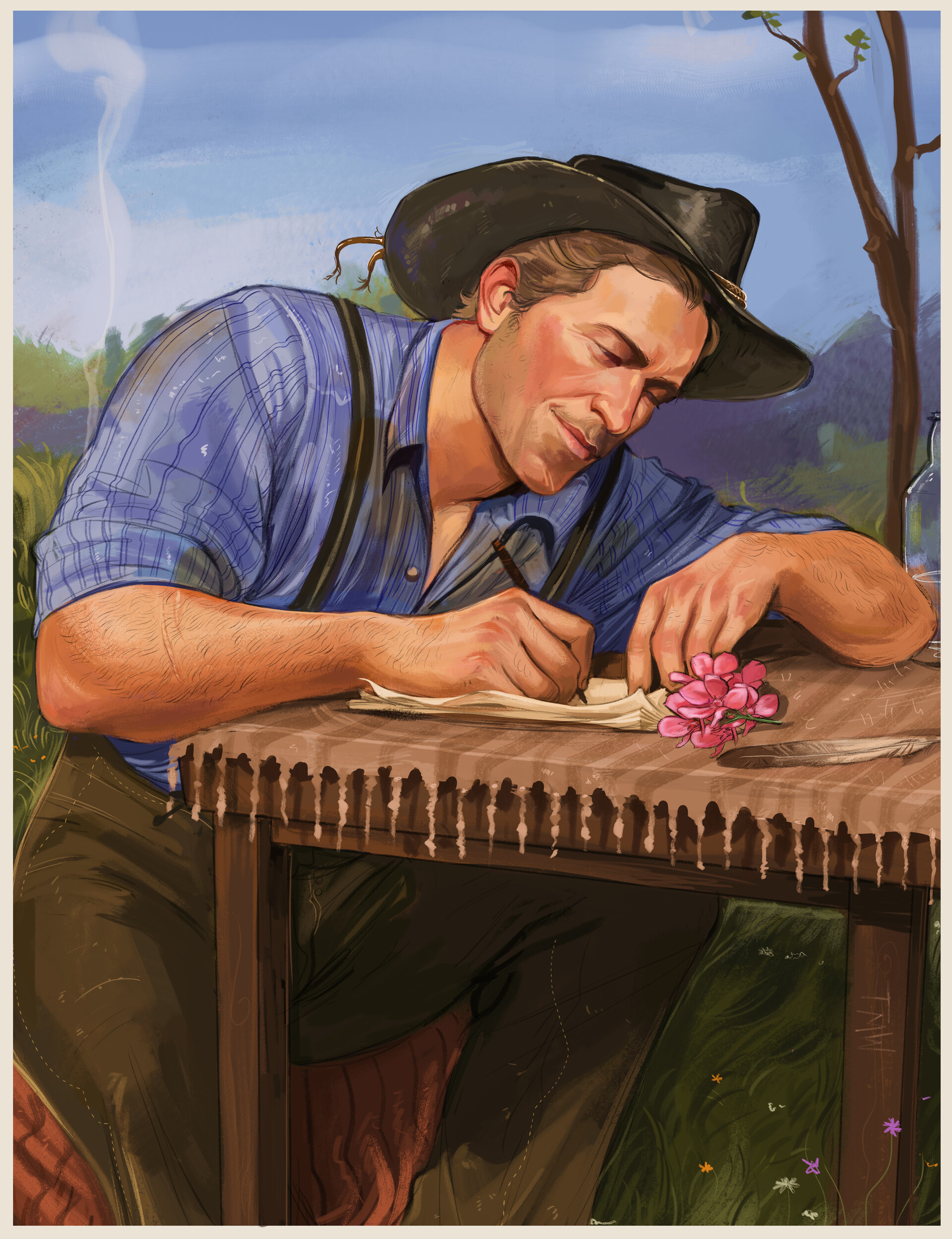 A commission of Arthur Morgan writing in his journal.
