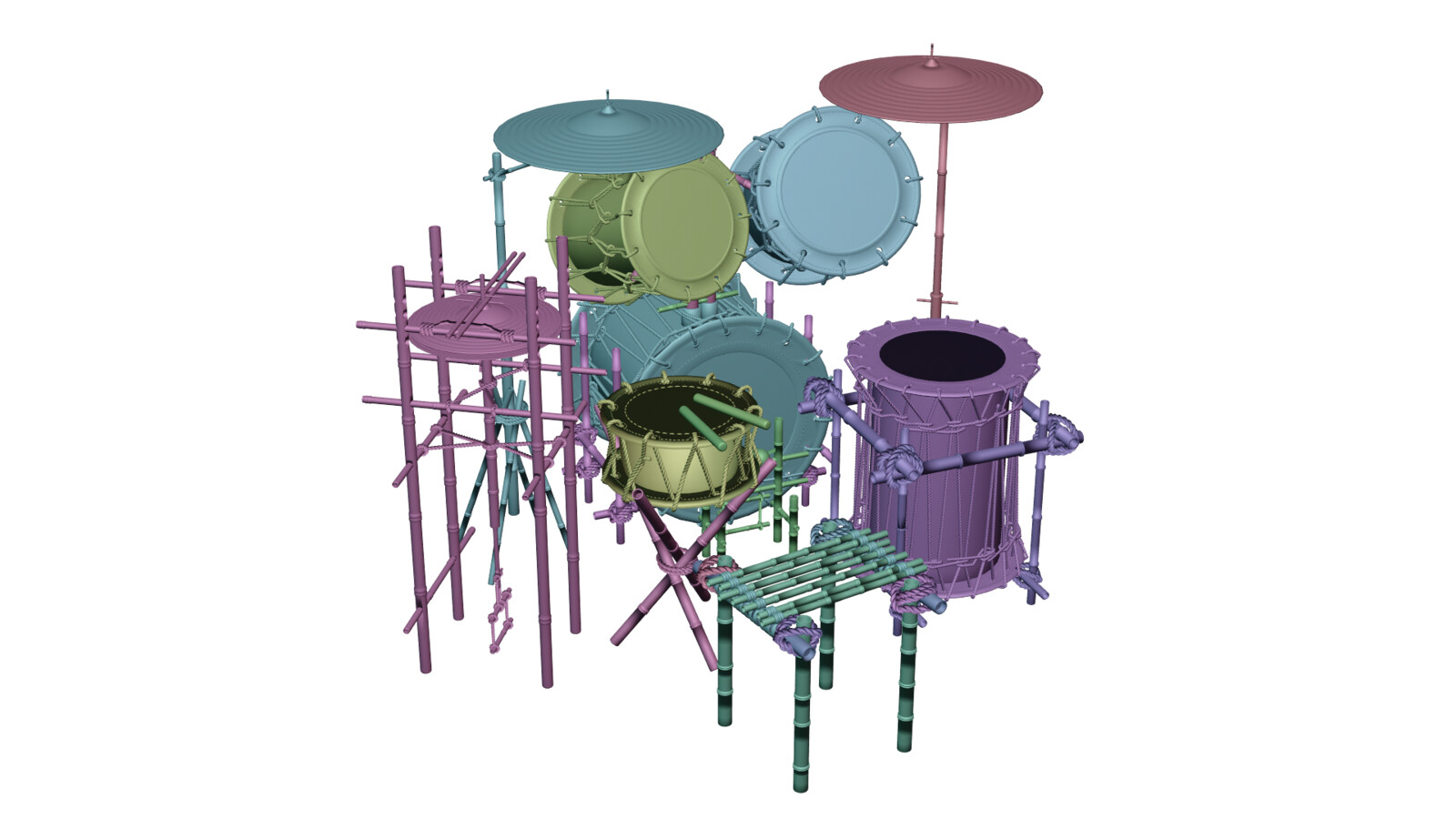 Japanese Shime Taiko Set Matcap random 2