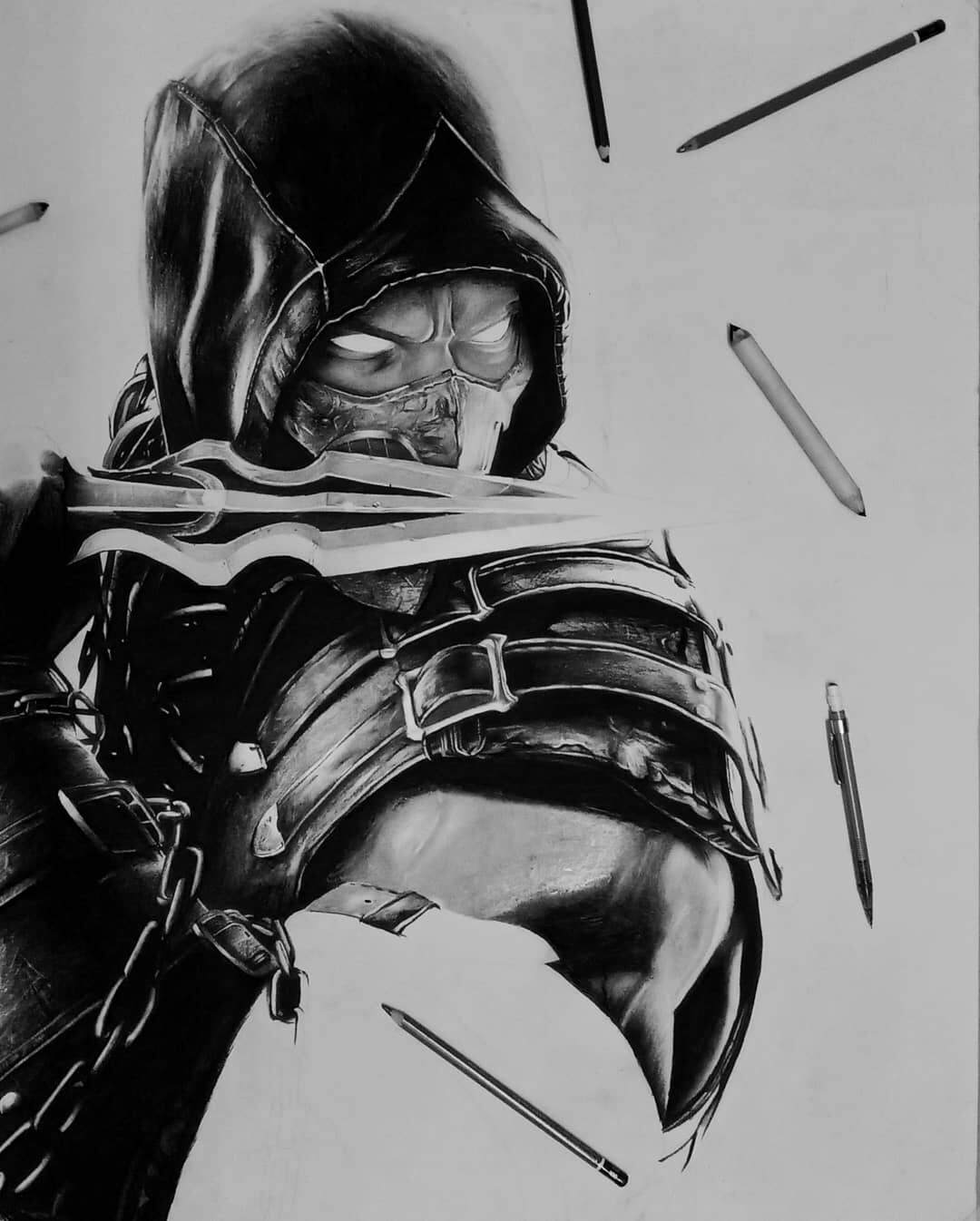 Drawing of MK9 Scorpion I did awhile ago Hope you all enjoy  r MortalKombat
